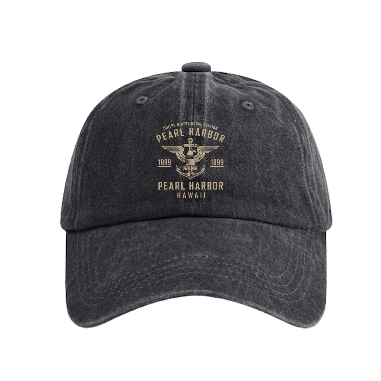 UNITED STATES NAVAL STATION PEARL HARBOR HAWAII Washed Denim Baseball Caps