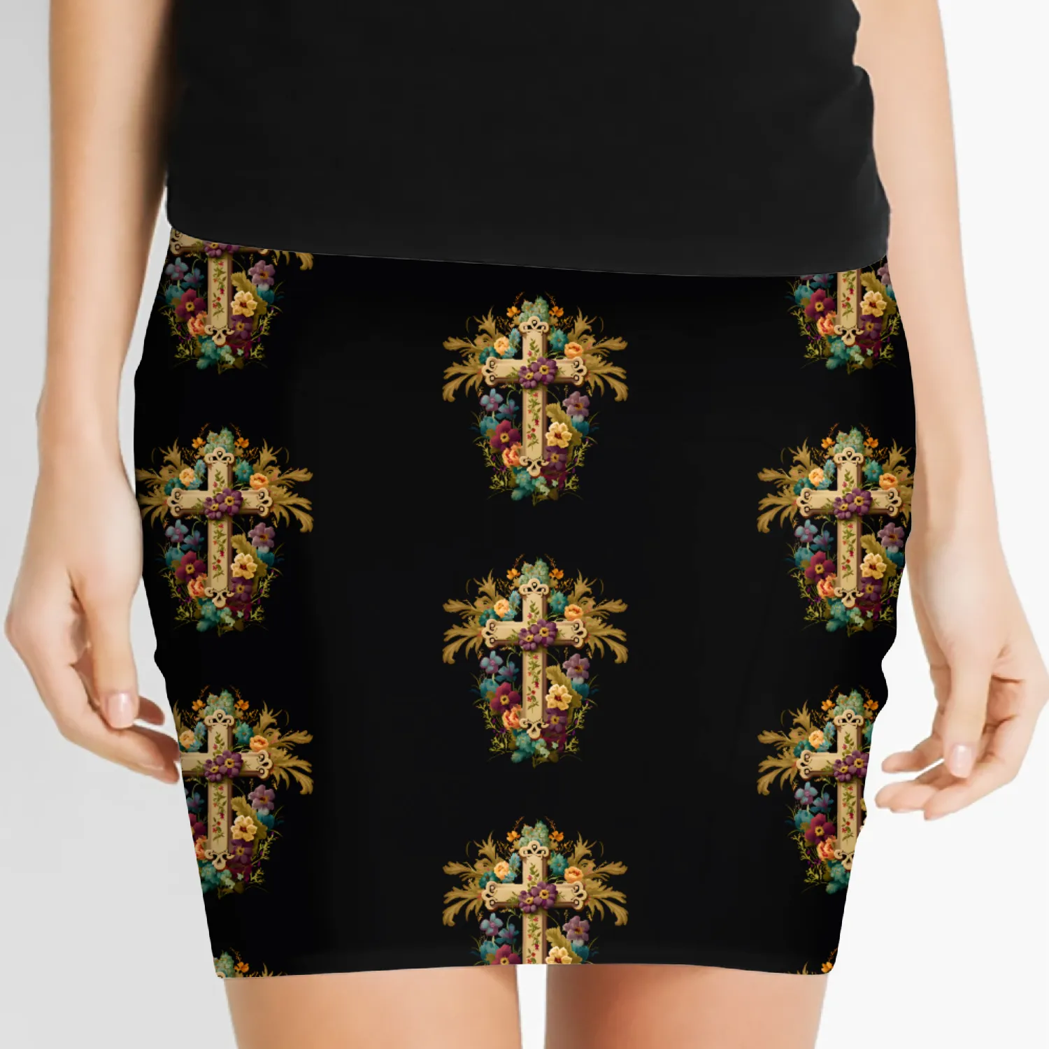Jesus Cross Painting Women's Mini Skirts