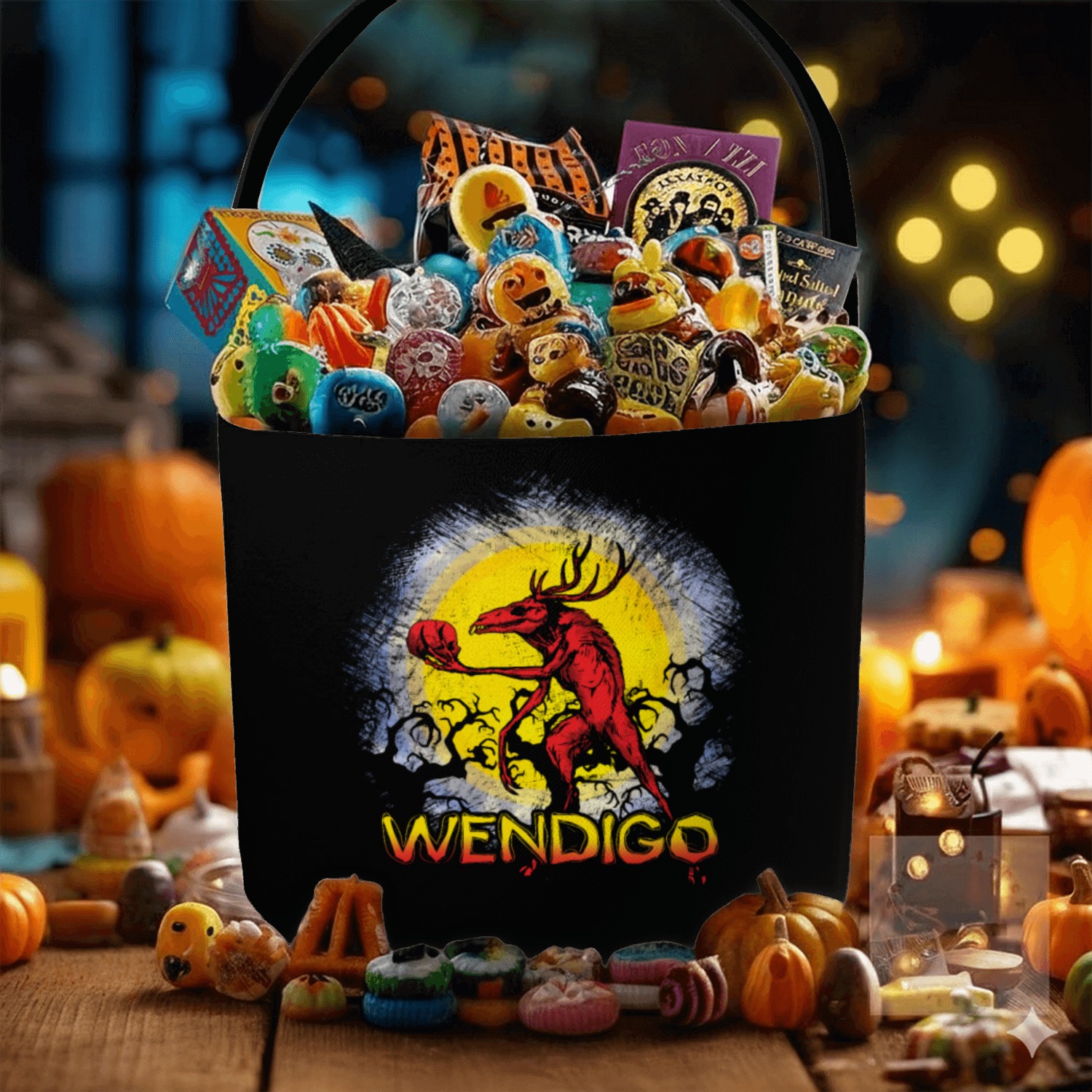 Folk Creature Wendigo Forest Halloween Cryptid Fabric Baskets