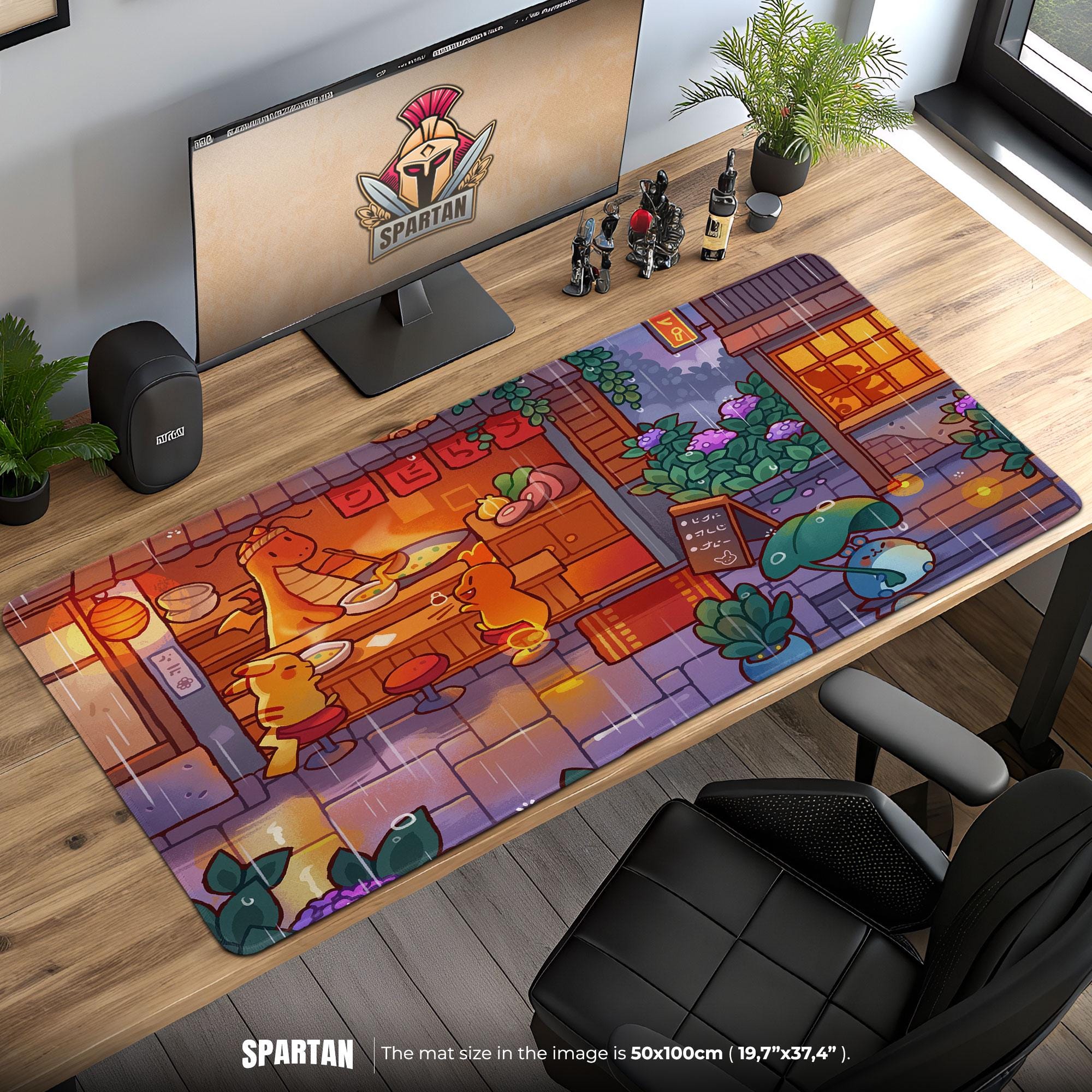Cozy poket mons Ramen Shop Mouse Pad - Dragonite Caf Scene Desk Mat