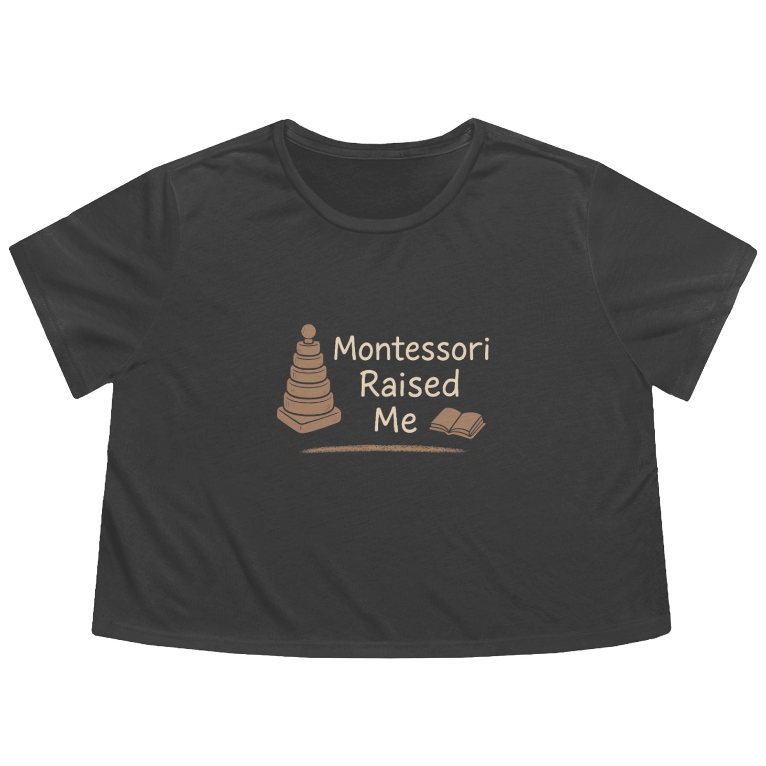 Montessori Mom Life Calm Learning Child Flowy Cropped Tees