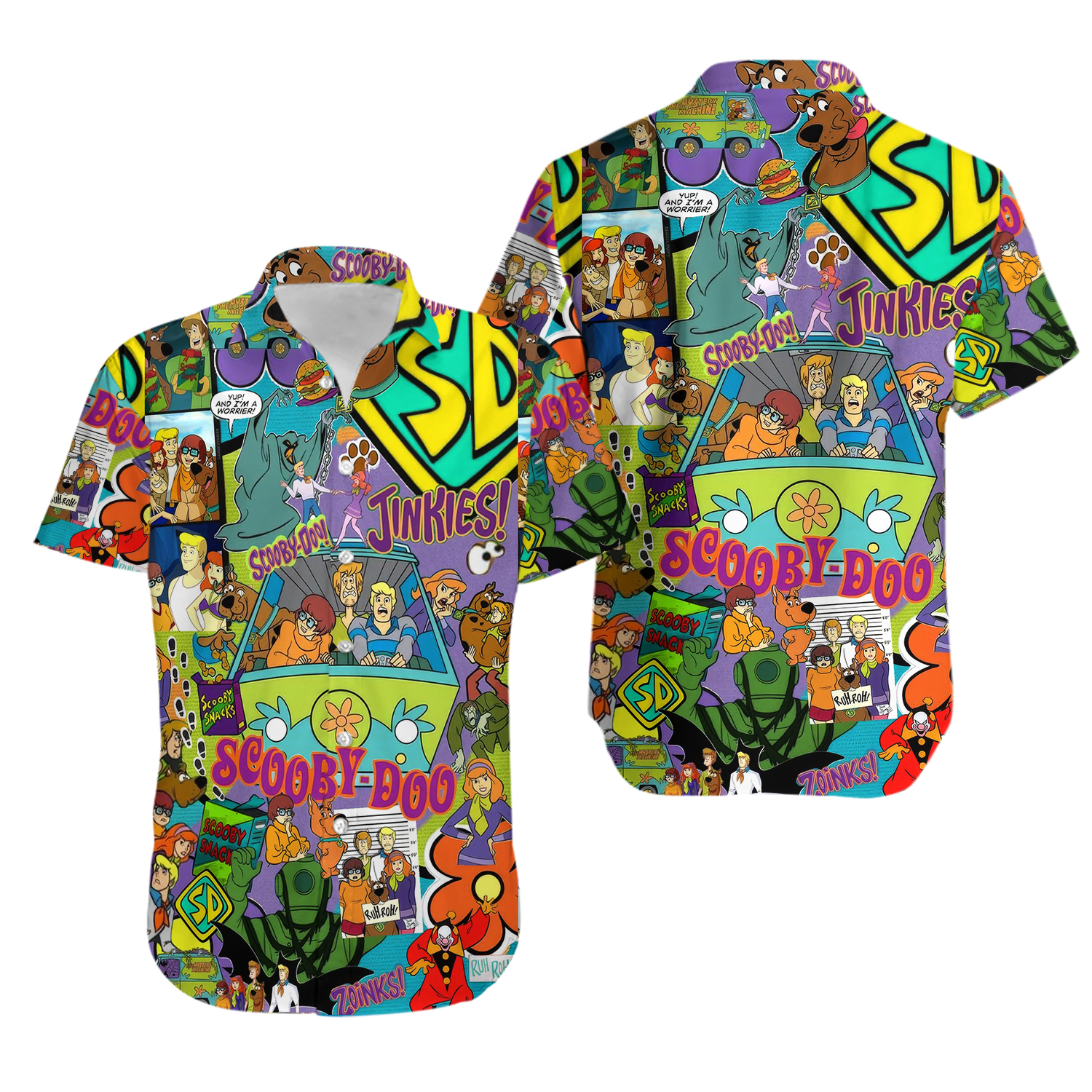 Never Too Old For Scooby Doo Cartoon Panic Scooby Doo & Friends Hawaiian Shirt