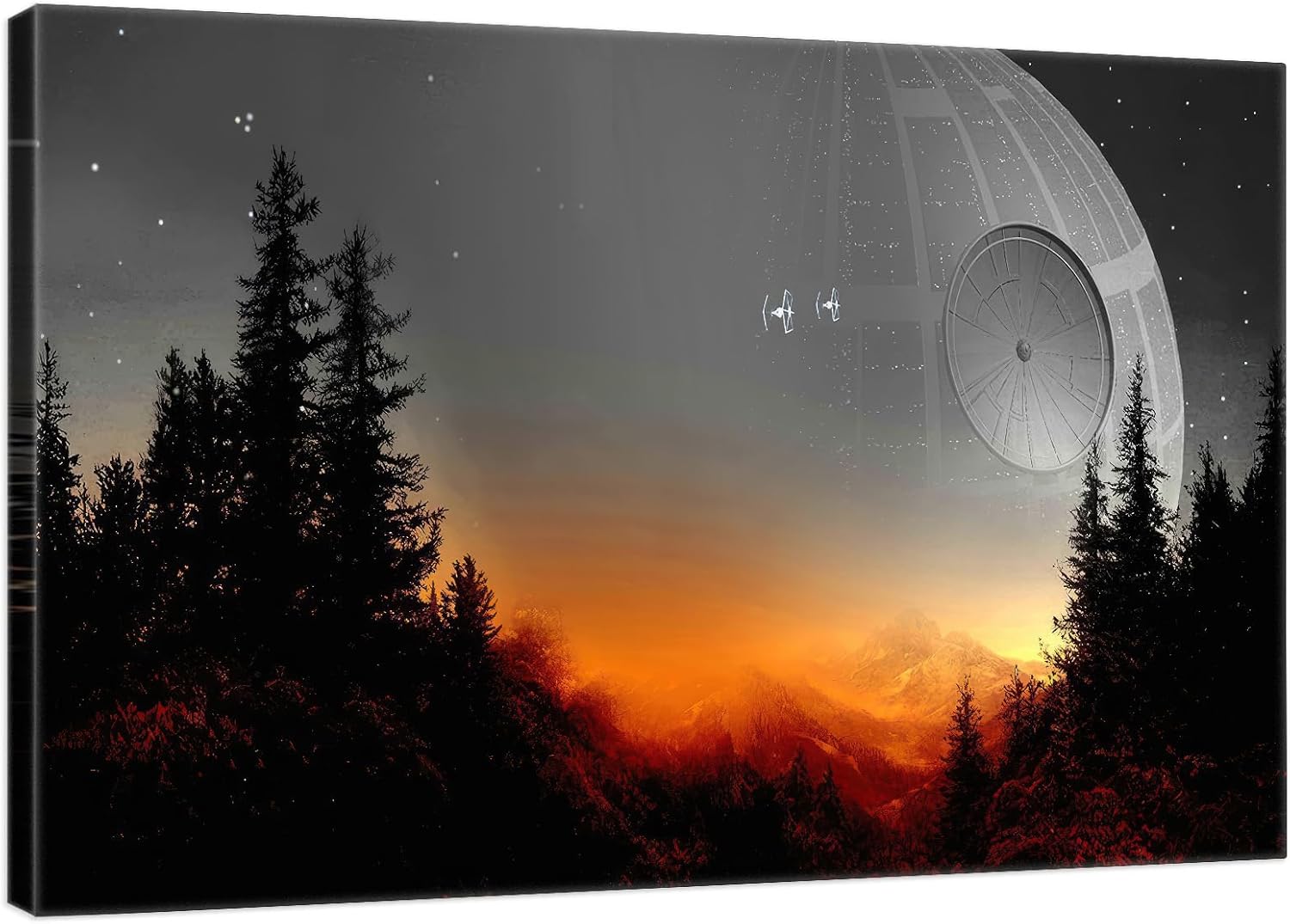 Death Star Inspired Canvas Wall Art - Futuristic Space Station Scene, Modern Home Decor