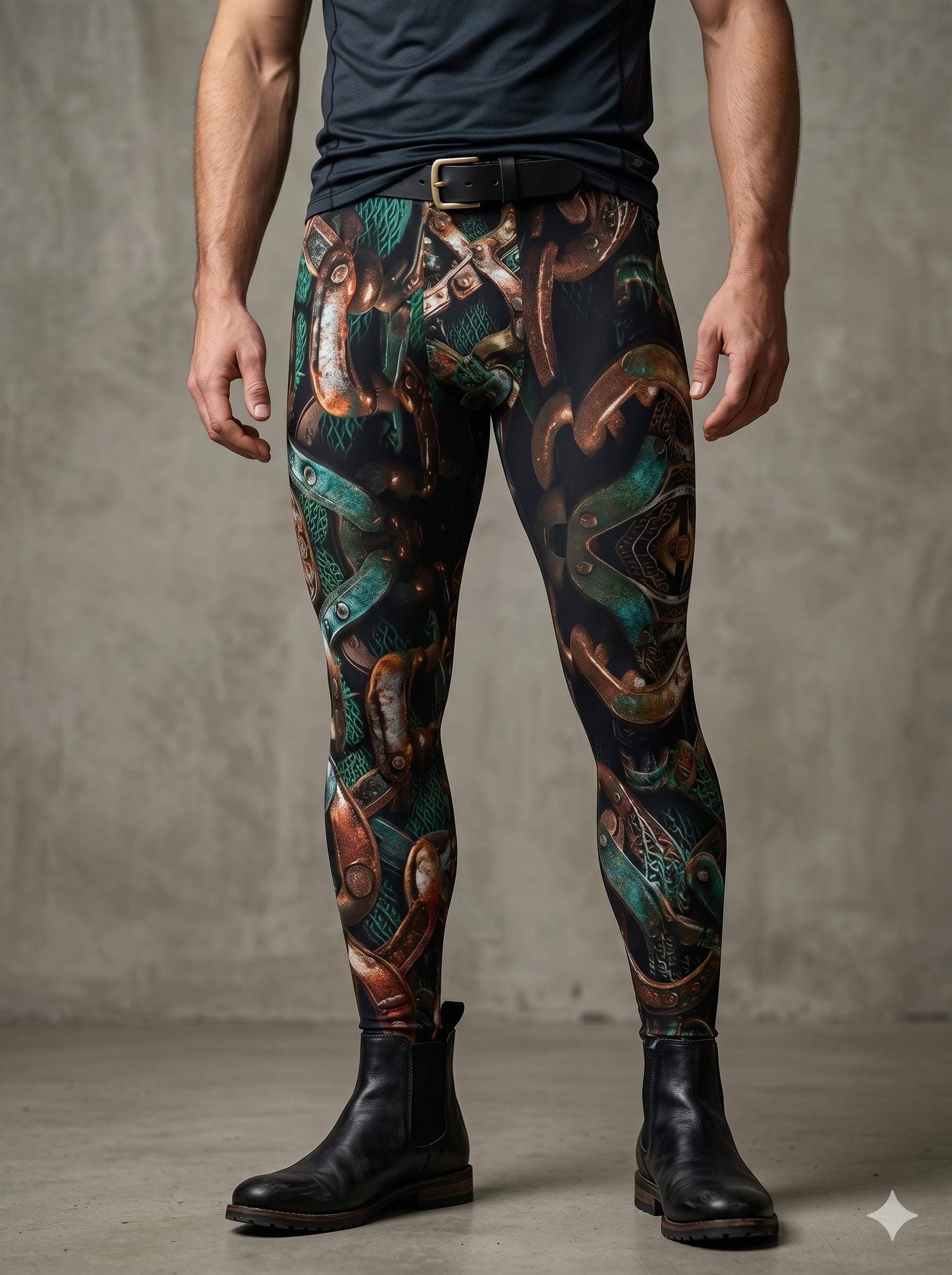 Gladiator Mens Leggings, Exoskeleton Armor, Workout Pants, Dystopian Cycling Athletic, Fitness, Running, Exercise, Gift, Wrestling Steampunk