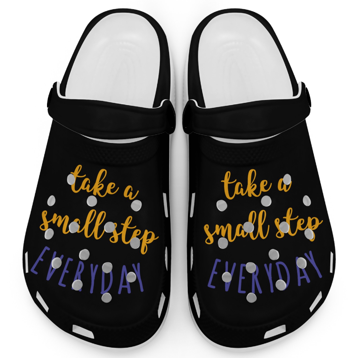 "Small Steps, Big Progress - Daily Journey Design" Clogs