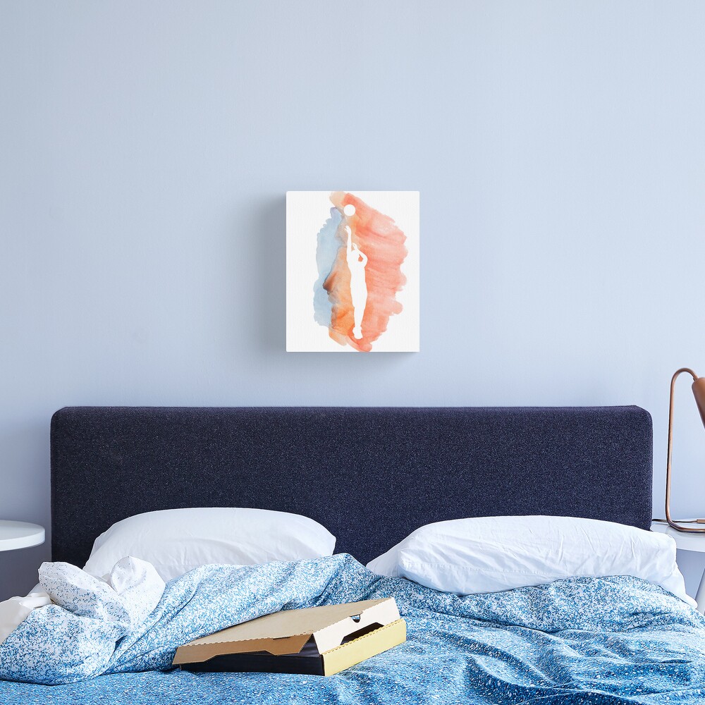 Basketball Girl Water Color Pink Blue Canvas