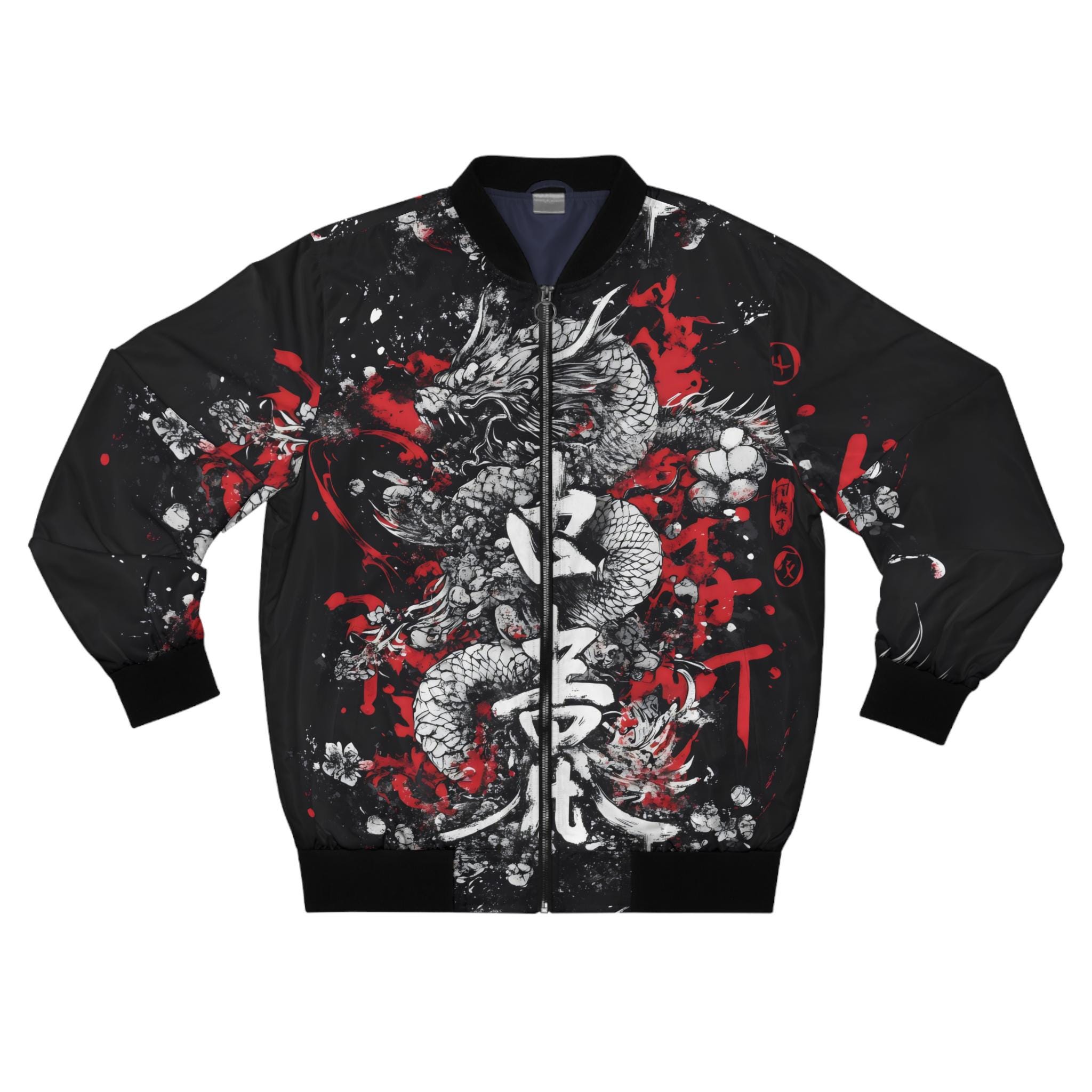 Japanese Art Bomber Men's Jacket ,Men's AOP Bomber Jacket,Japanese Streetwear Bomber Jacket