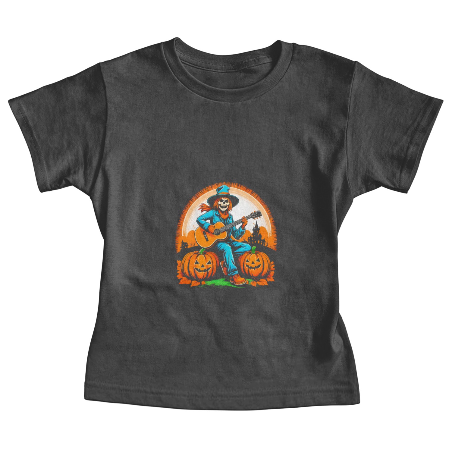 Happy Halloween scarecrow plays guitar Baby Tees