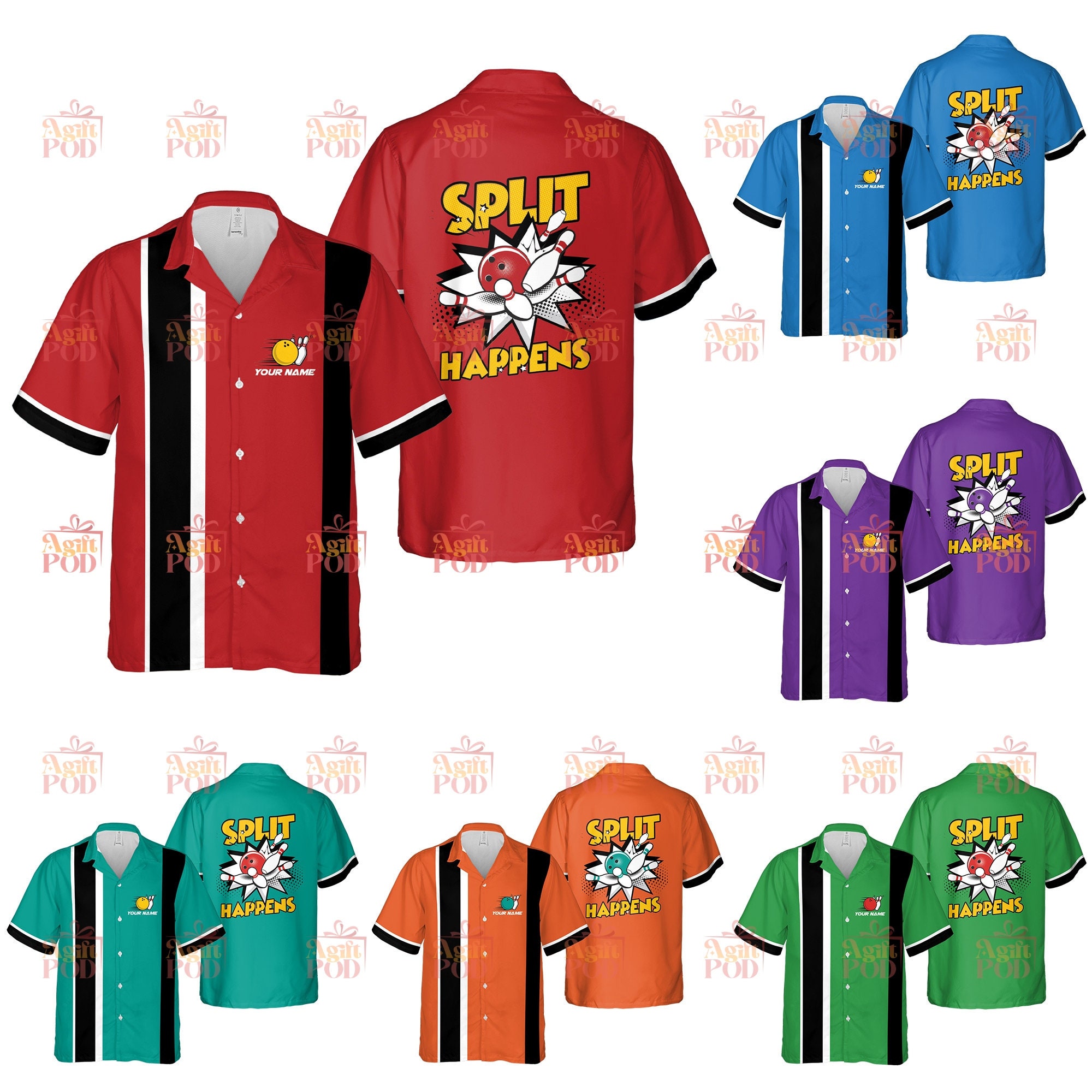 Personalized Bowling Hawaiian Shirt Split Happens Custom Bowling Shirt