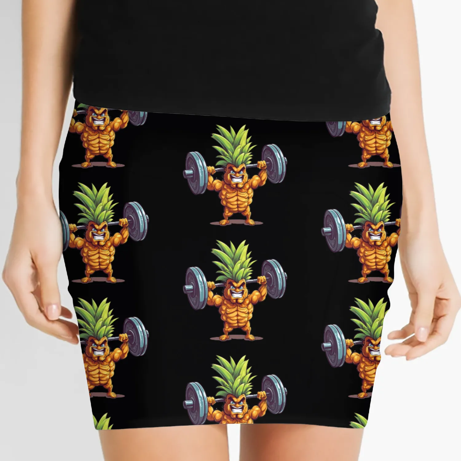 Pineapple with dumbbell Women's Mini Skirts