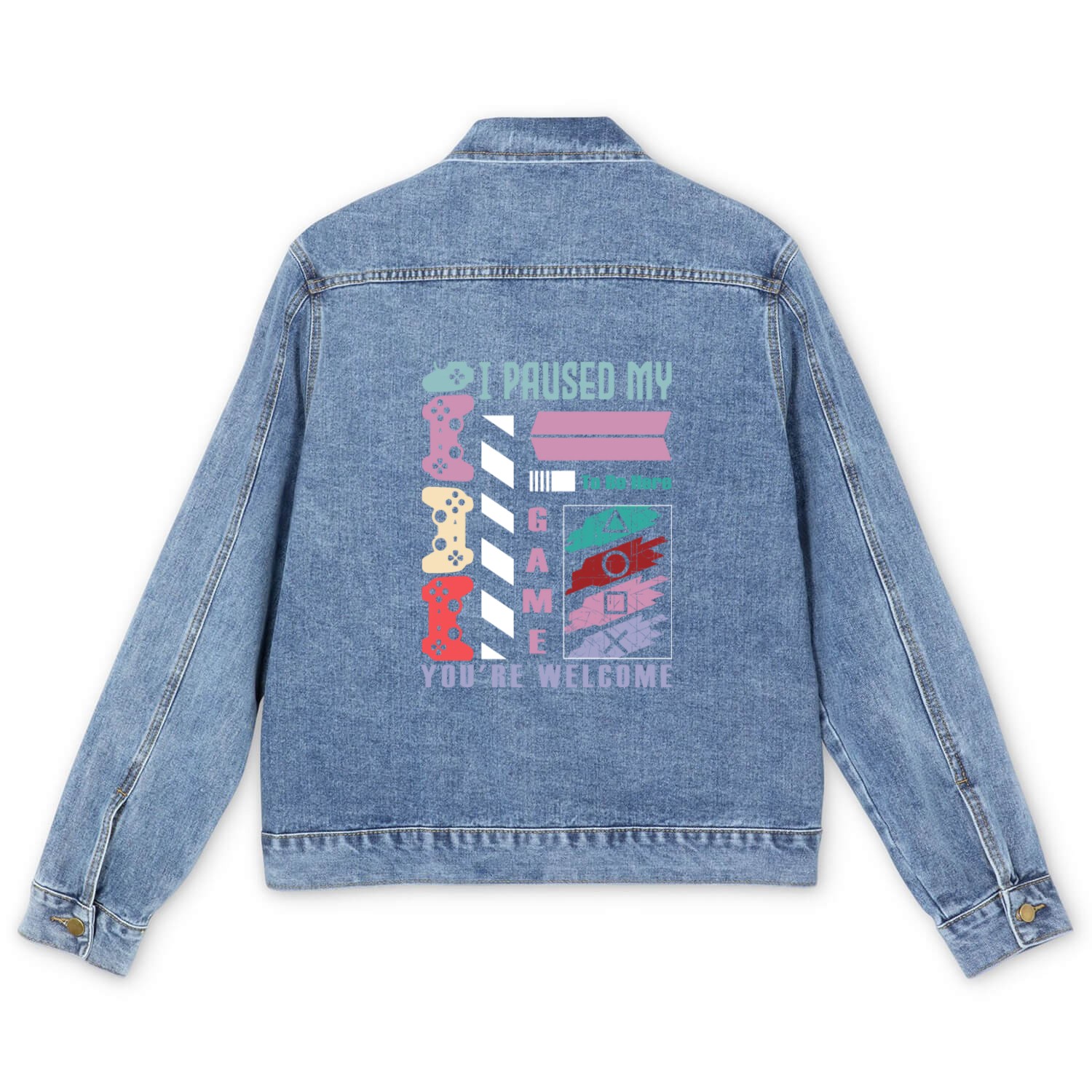 I Paused My Game To Be Here You're Men's Denim Jackets