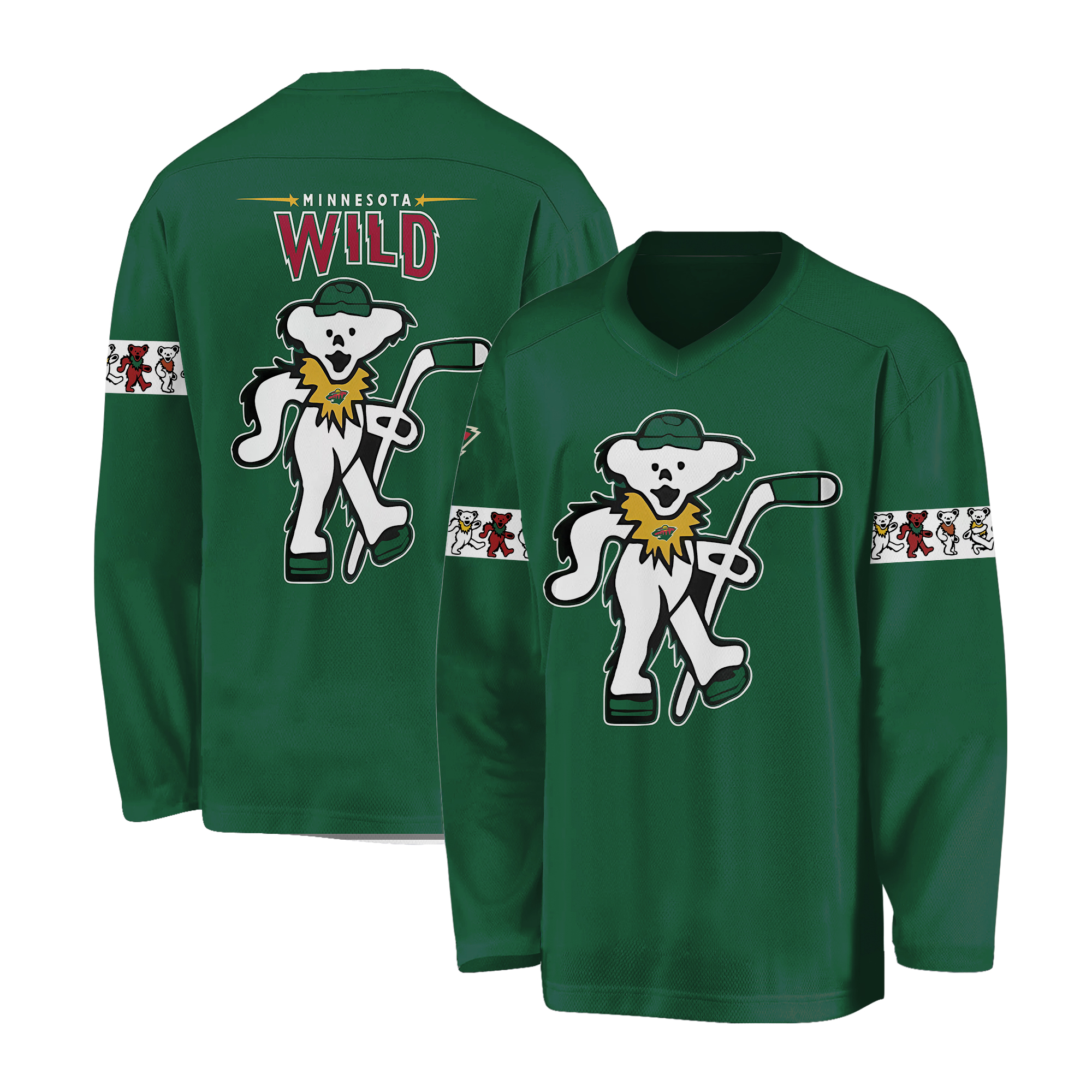 Minnesota Wild x Grateful Dead Night Special Edition Green Hockey Shirt Midgreen