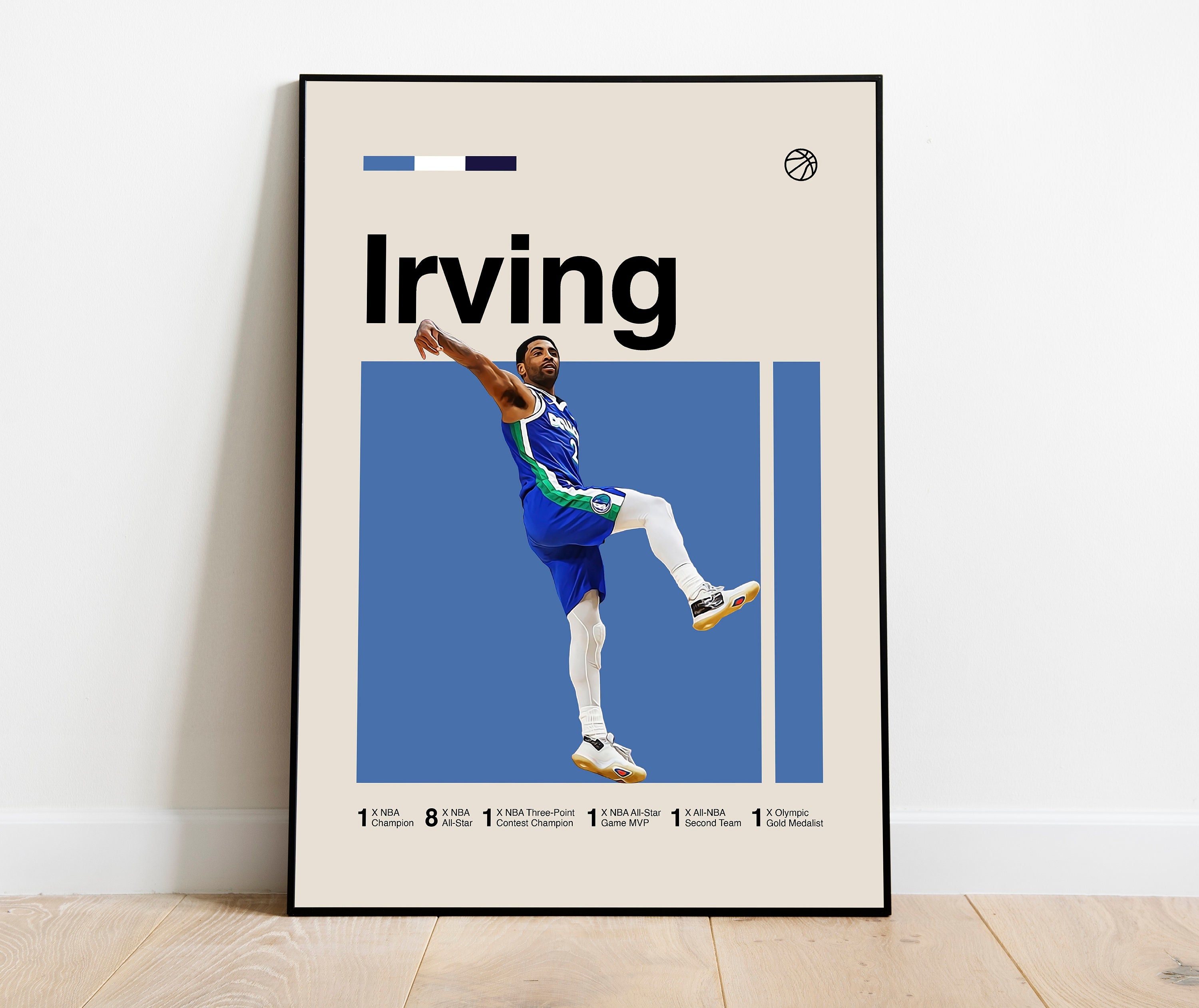 Kyrie Irving Poster - Minimalist Mid century Modern Basketball Wall Art Print
