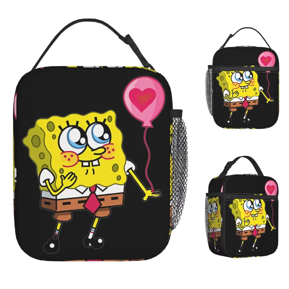 Spongebobed Cartoon Lunch Bag Outdoor Picnic Lunch Box For Men Fashion Graphic Tote Food Bags Oxford Portable Cooler Bag