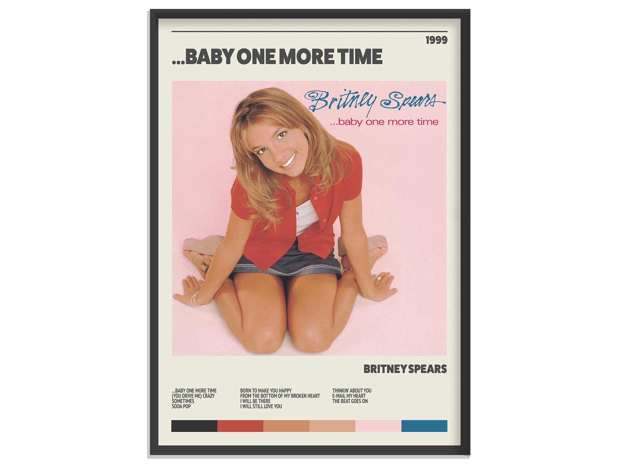 Britney Spears - Baby One More Time - Retro Album Print, Music Poster - Matte Paper