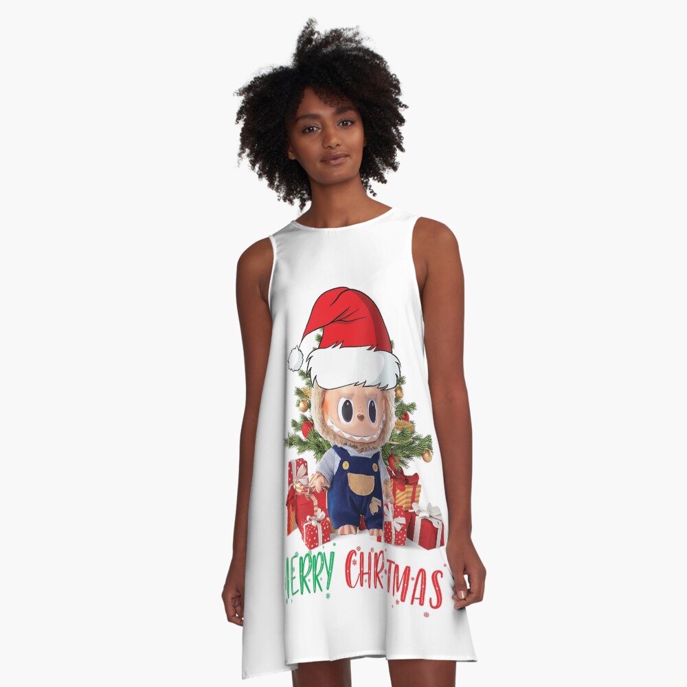 _ Labubu Lovers _ Labubu Merry Xmas A-Line Dress, Gift for Her