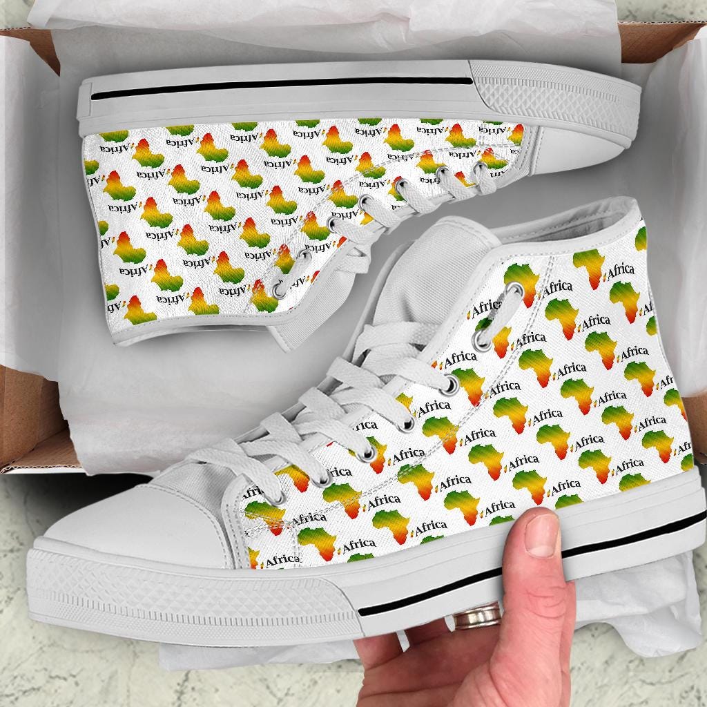 Africa High Top Sneakers / Africa Custom Print Trainers Shoes / Africa High Top Shoes / Africa Lover Gift