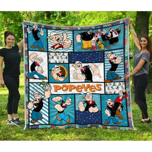 Popeye Quilt, Popeye the Sailor Cartoon Movies Quilt Blanket Soft and Cozy