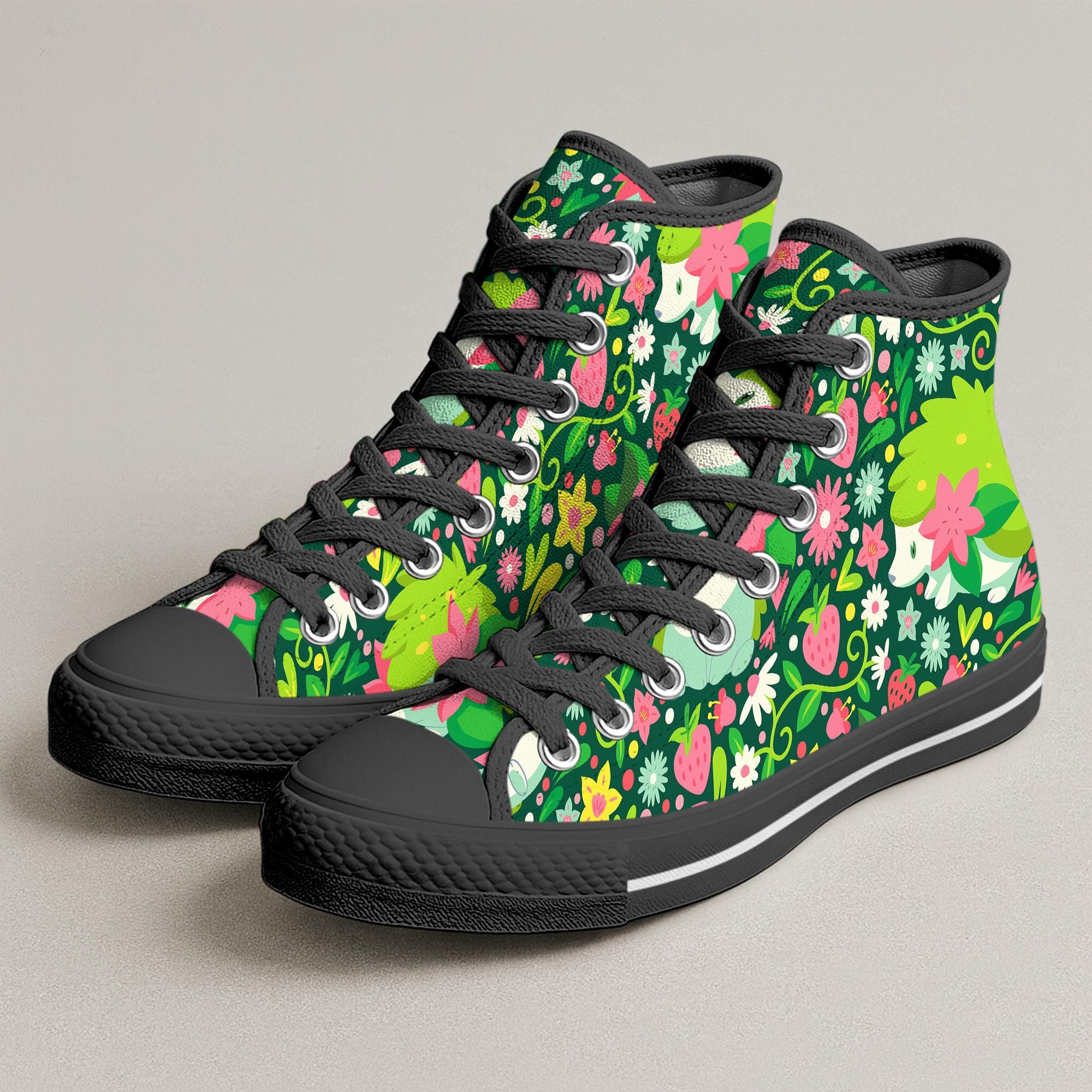 Shaymin High Top Shoes, Cute Forest Hedgehog Pattern Sneakers, Shaymin Shoes Gift