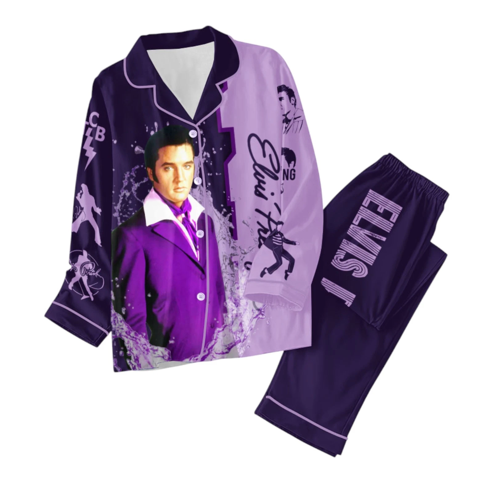Elvis Presley Button Down Pajamas Set