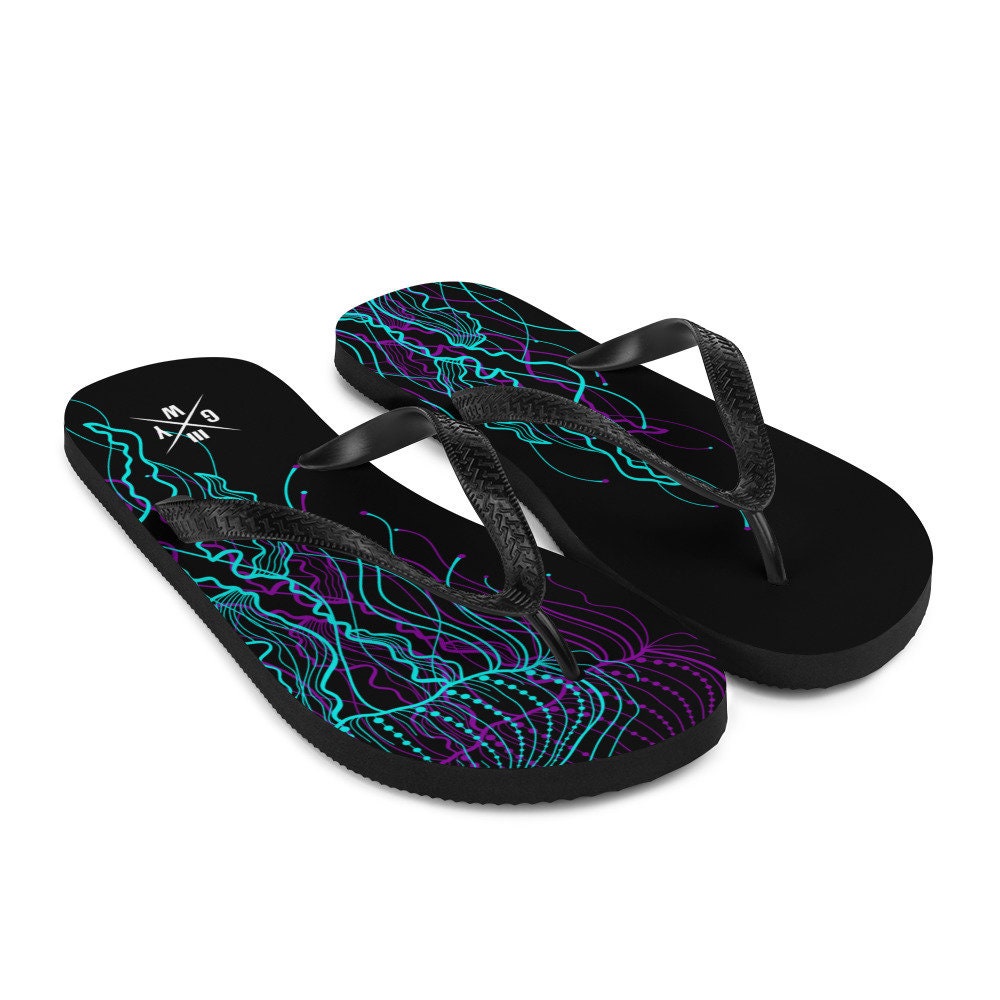 Jiu Jitsu Black Jellies Brazilian Jiu-Jitsu Flip Flops Unisex Thong Sandals Underwater Jellies BJJ Slippers Jiu Jitsu Jellyfish Slippers
