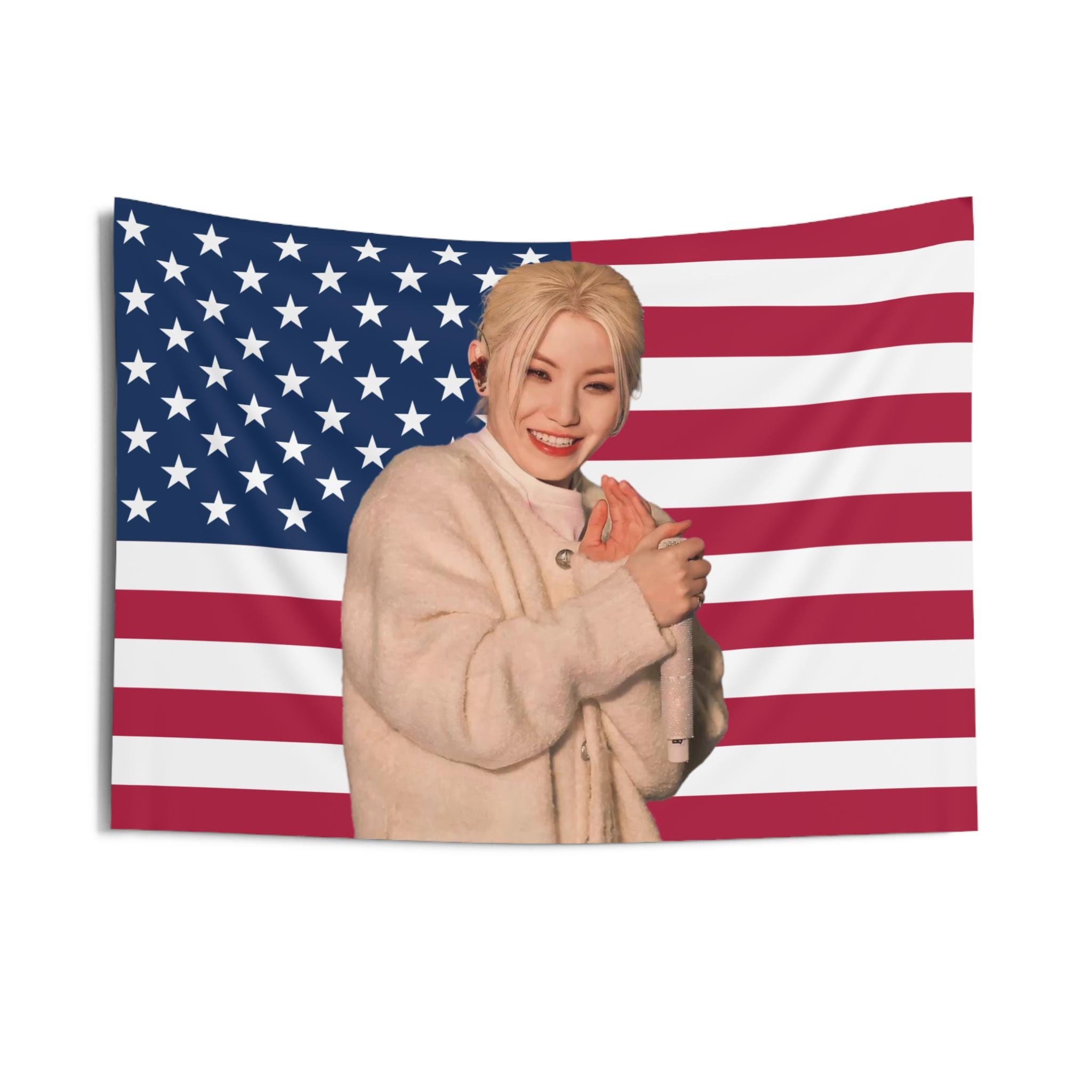 Seventeen Woozi American Flag Banner,SVT Woozi Flag Tapestry,Woozi Flag, Kpop Wall decor, Birthday Gift for SVT Woozi Fan,Woozi concert flag