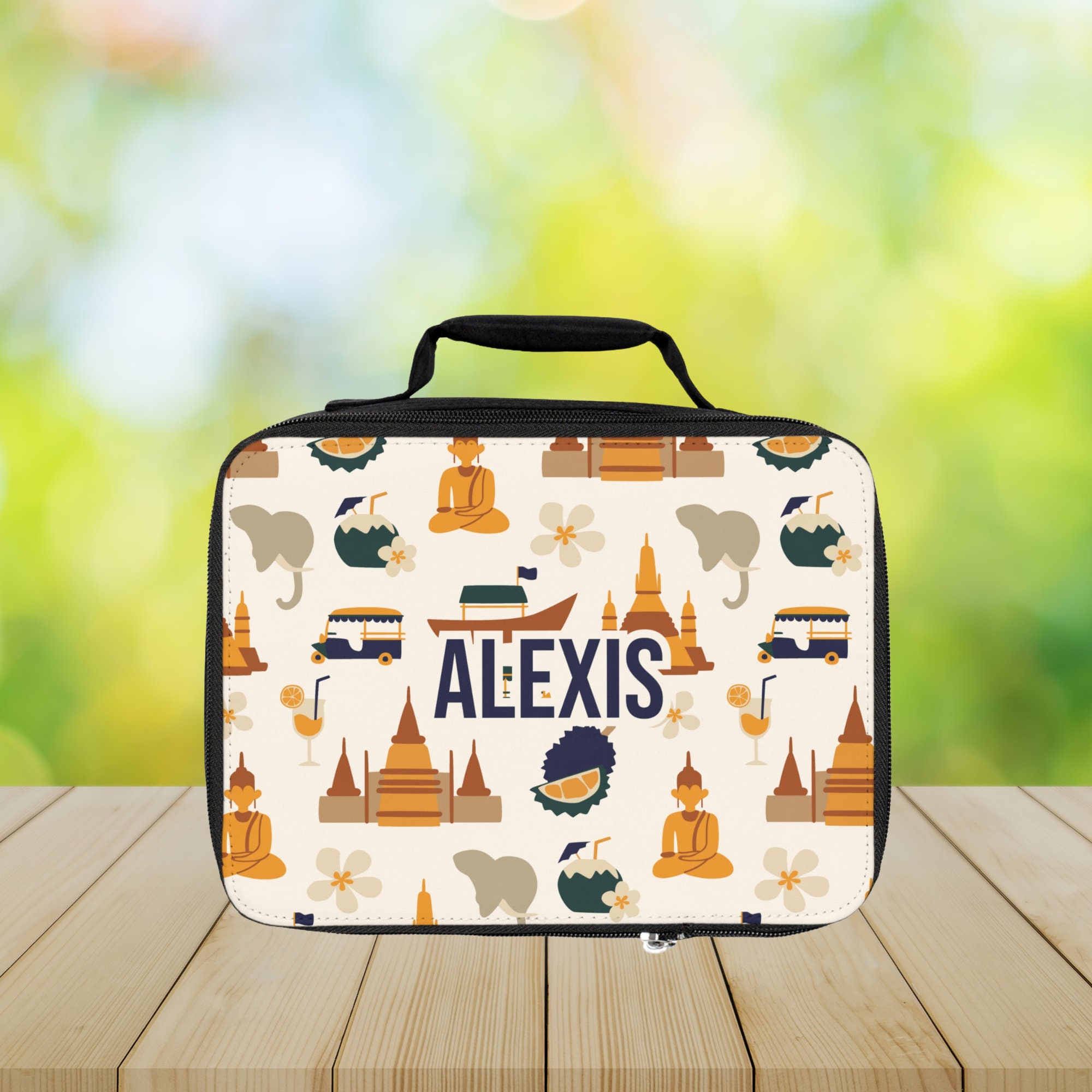 Personalizable Thailand Lunchbox, Kid School Lunch Bag, Insulated Lunchbox Custom Name, Daycare Lunchbox, Back to School Gift