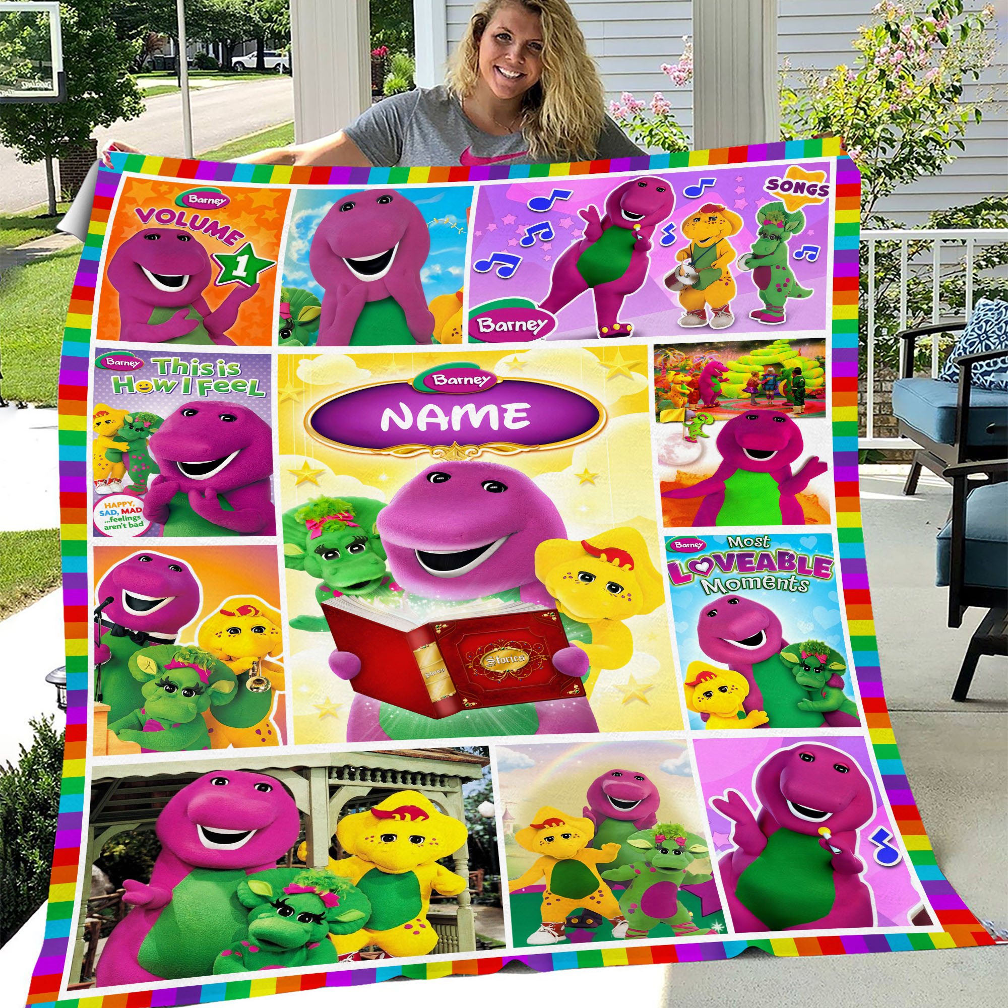 Barney and Friends, Barney the Dinosaur Custom Fleece Blanket, Christmas Gift For Kids