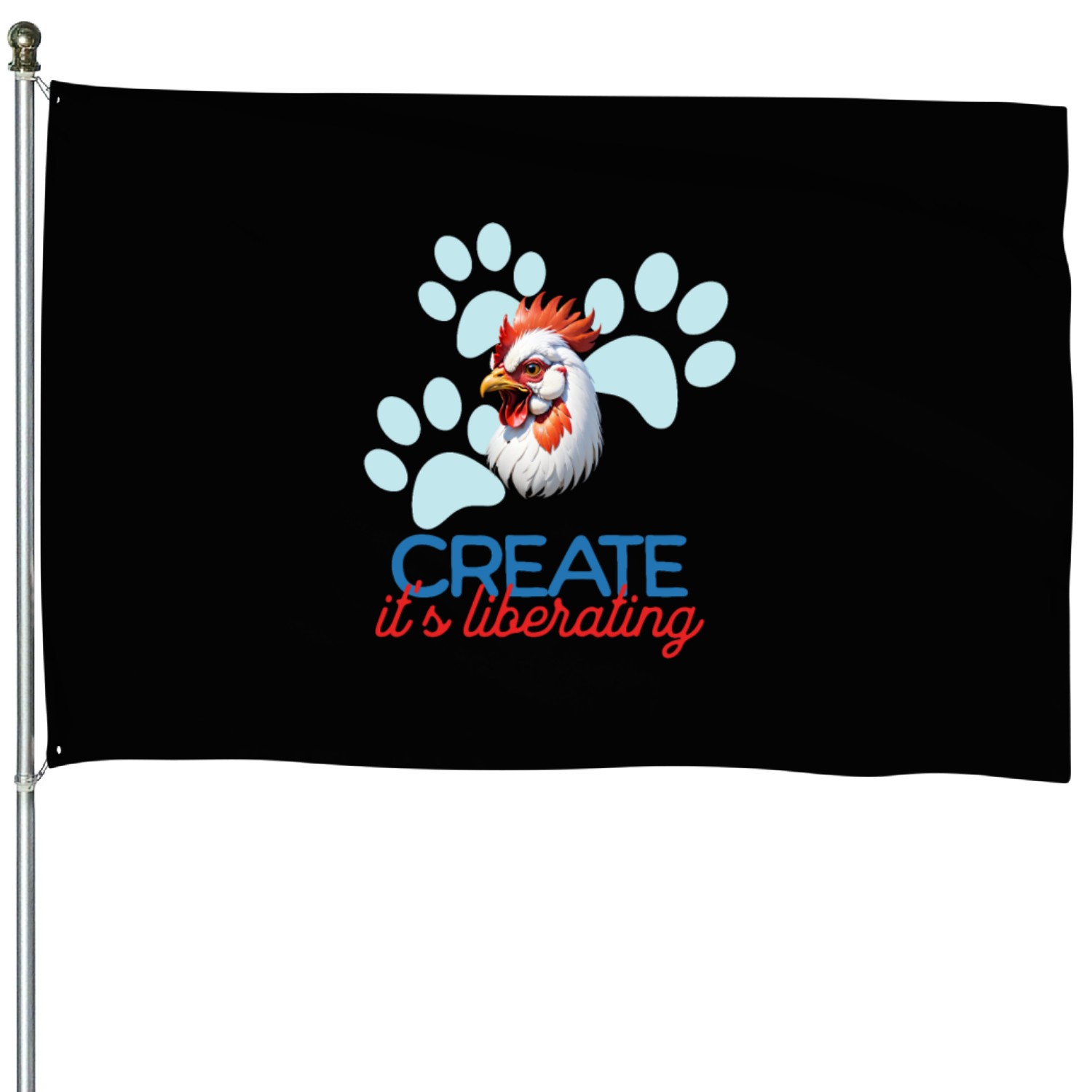 Rooster Minimalist Style Create, it's liberating House Flags