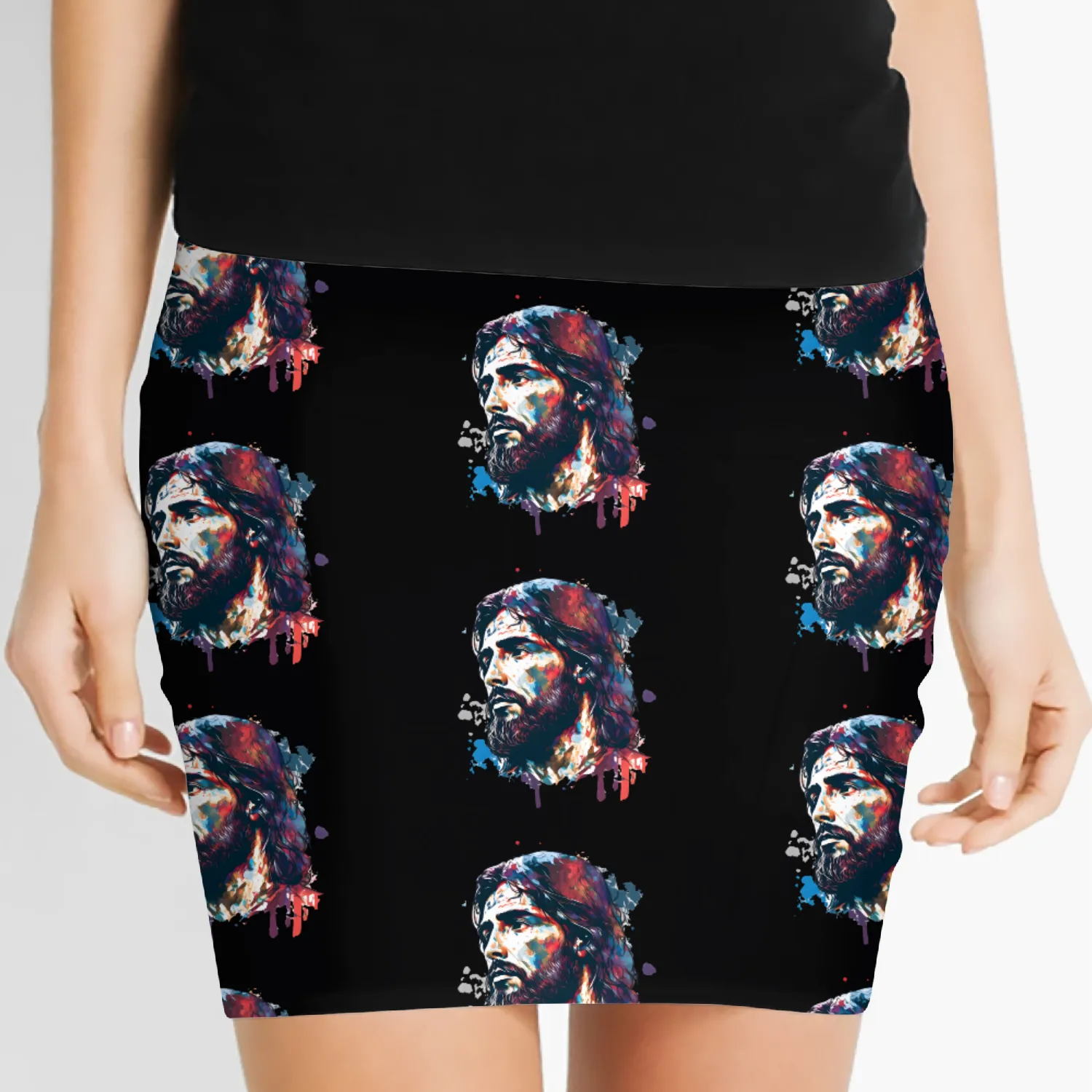 Jesus Painting Women's Mini Skirts