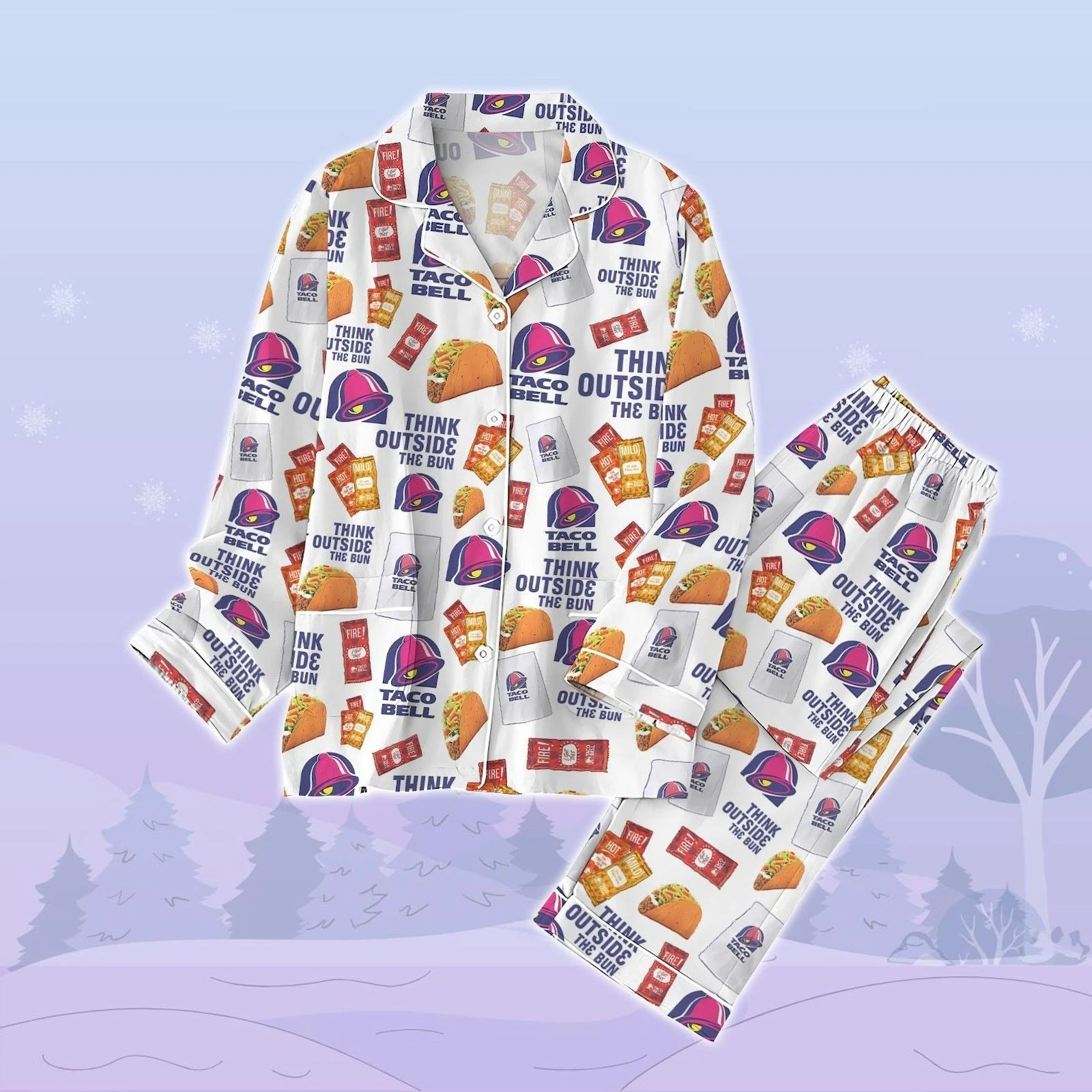 Taco Bell Pajamas Set Women, Mexican Pajamas Family, Taco Bell Sauce Holiday Pjs