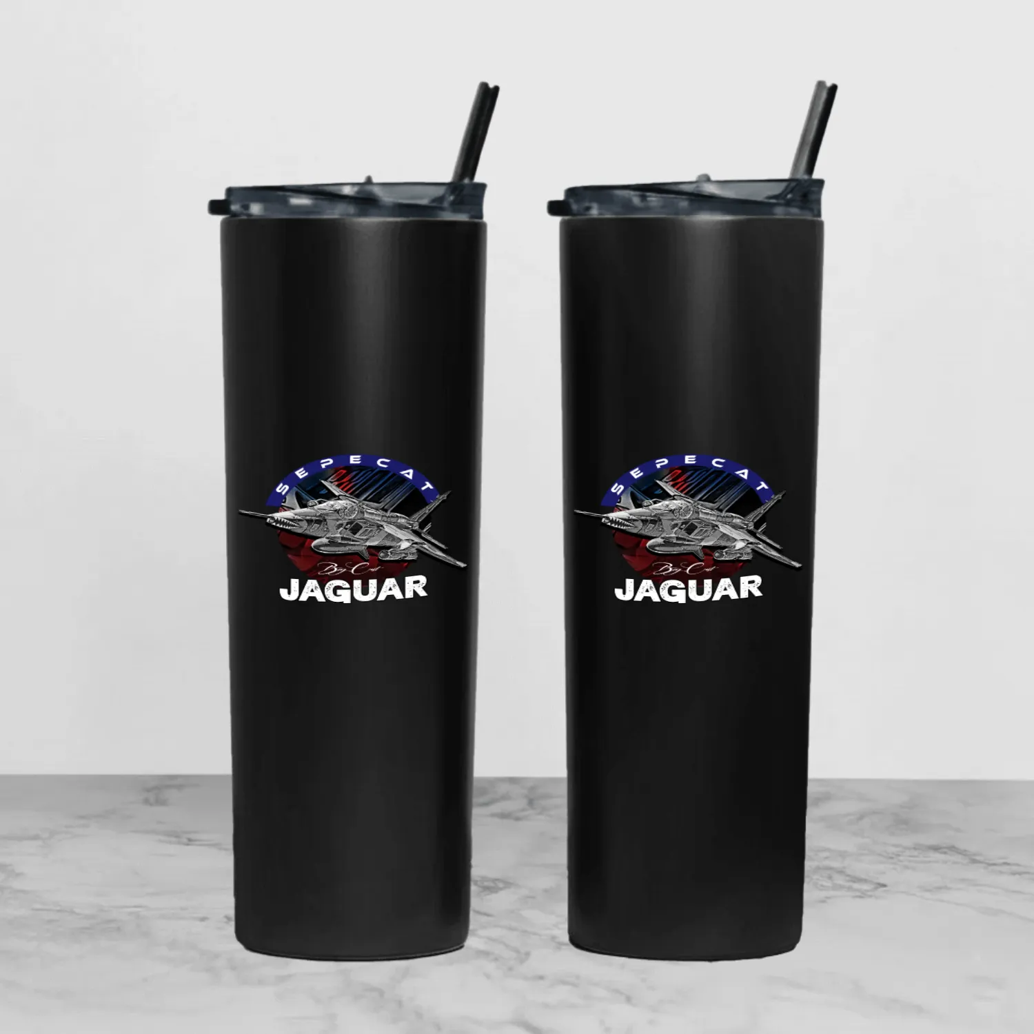 Sepecat Jaguar British-French Fighterjet Military Tumbler With Lid And Straw