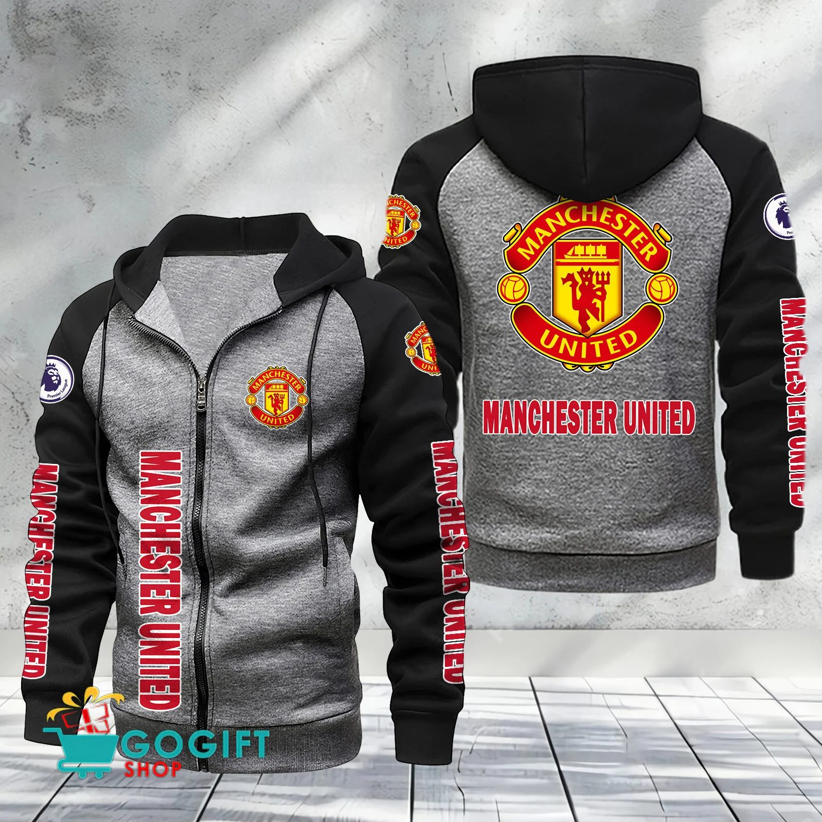 Manchester United Sporty Style Raglan Zipper Hoodie