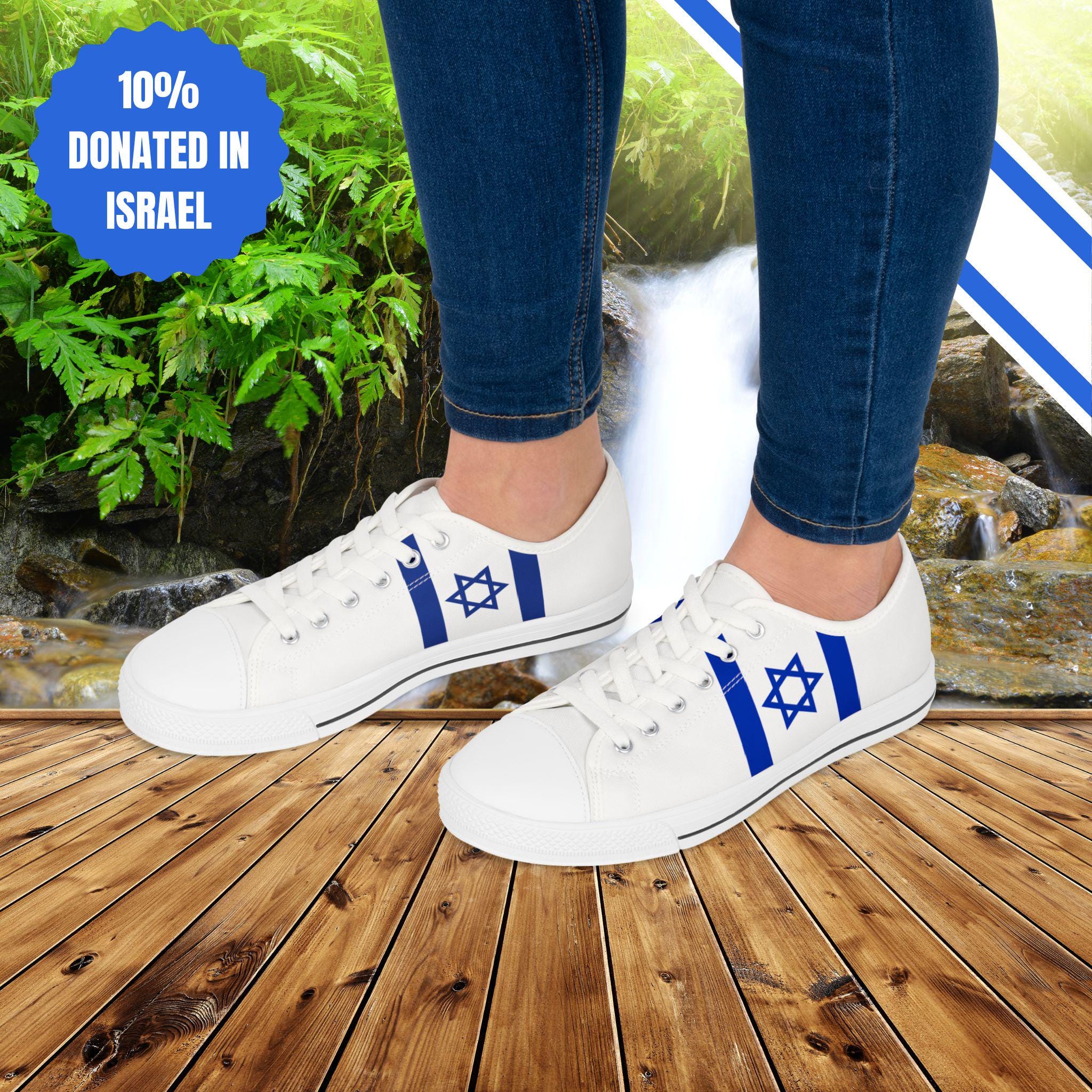 Dark Navy Israeli Flag Womens Low Top Sneakers Israel Flag Present Israel Flag Gift Breathable Comfortable Stylish Shoes
