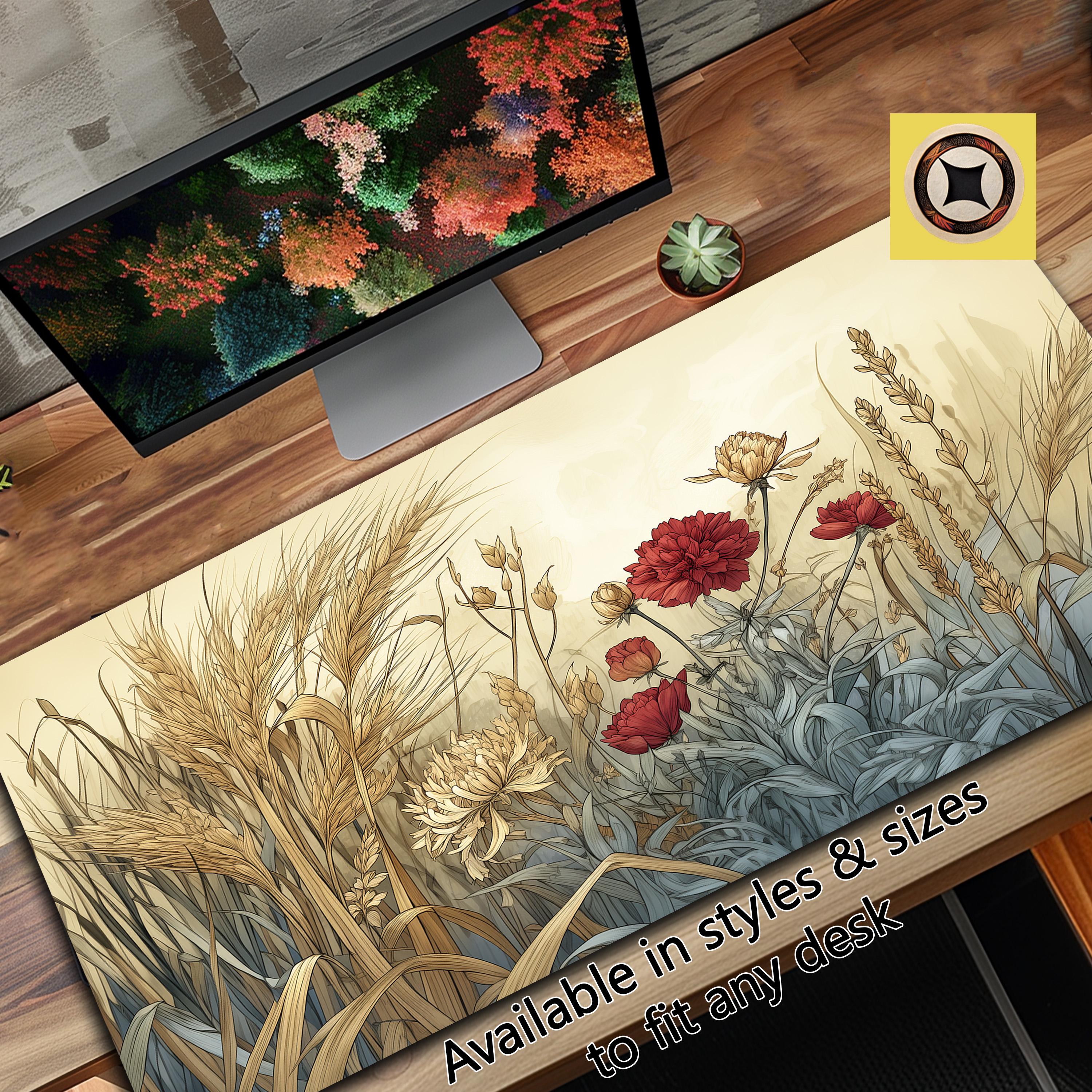 Golden Harvest Floral Desk Mat for Office & Home Decor