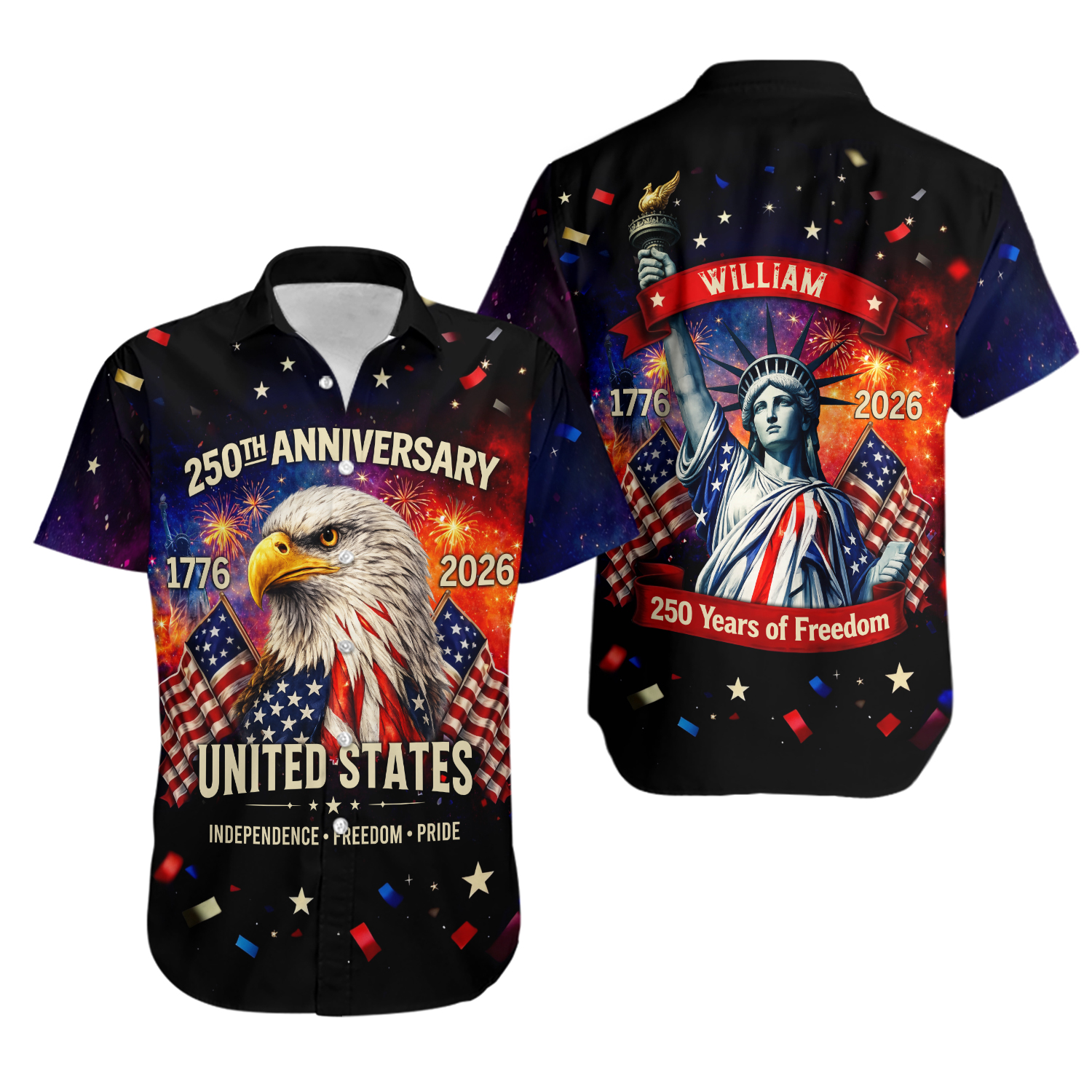 America 250th Anniversary Hawaiian Shirt, 1776 2026 USA Shirt, 250 Years of America Shirt, Patriotic American Flag Shirt, Memorial Day