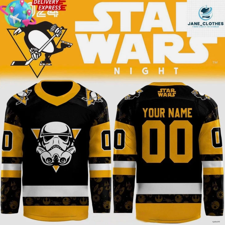 Personalized Penguins x Night 2024 Black Hockey Jersey Gift For Christmas
