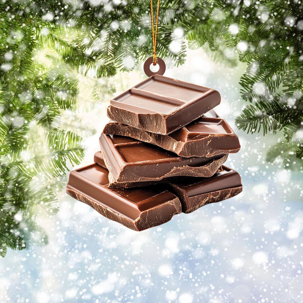 Personalized Chocolate Christmas Ornament, Chocolate Bar Ornament, Chocolate Lovers Ornament Gift, Chocolate Holiday Ornament