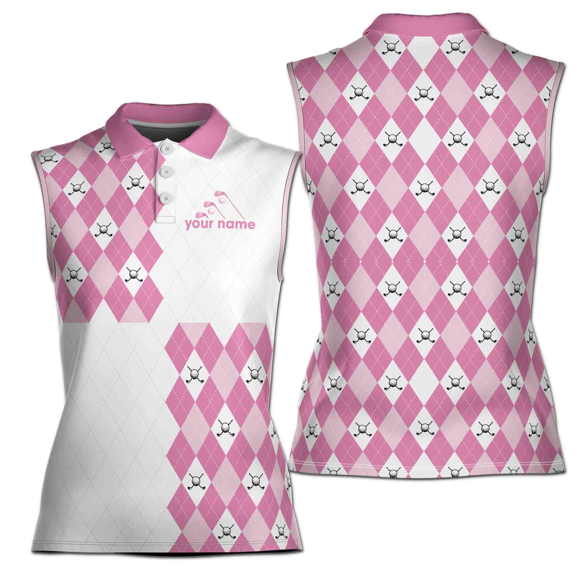 Women Sleeveless Polo Shirt with Custom Name Pattern Addicted Golf