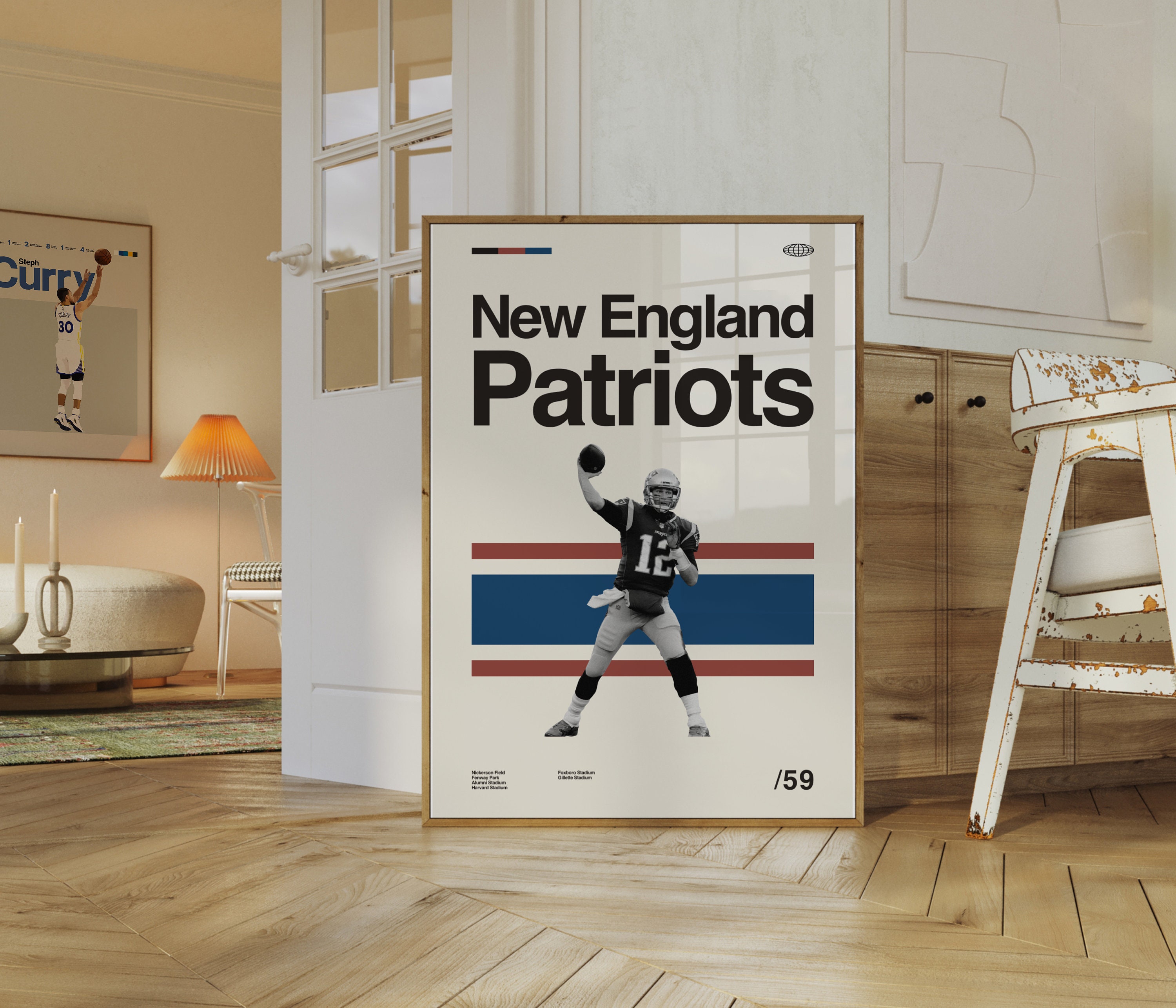 New Englands Patriots Poster, Minimalist, Helvetica, Mid-Century Modern, Football Bedroom Decor, football Gift