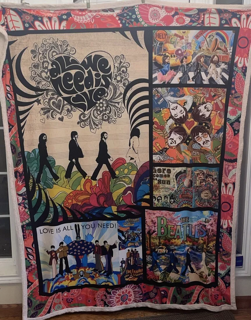 The Beatles Fleece Blanket, The Beatles Rock And Roll 75” X 58” Concert Park