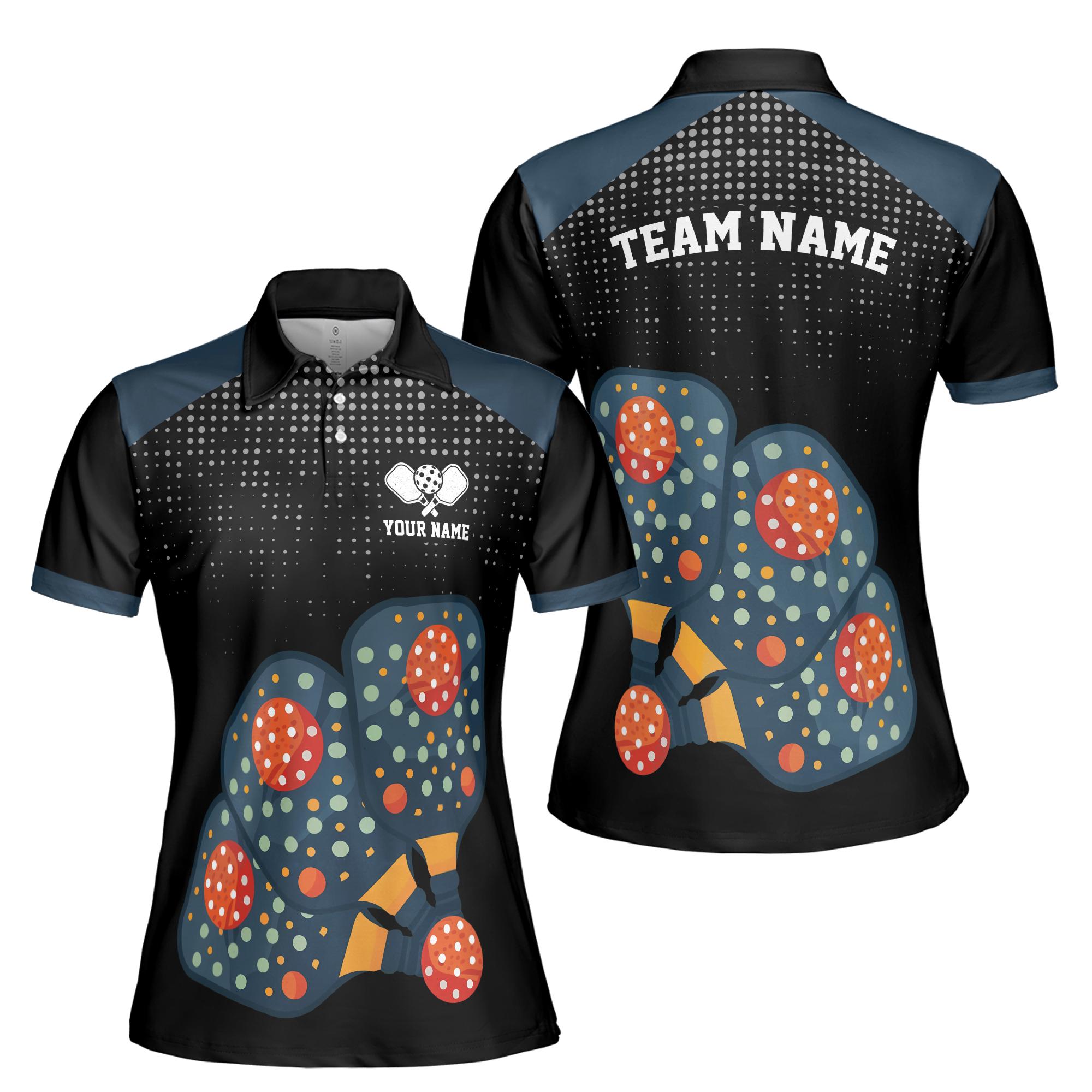 Customized Name Funny Colorful Pickleball Team Custom Women's Polo Shirt