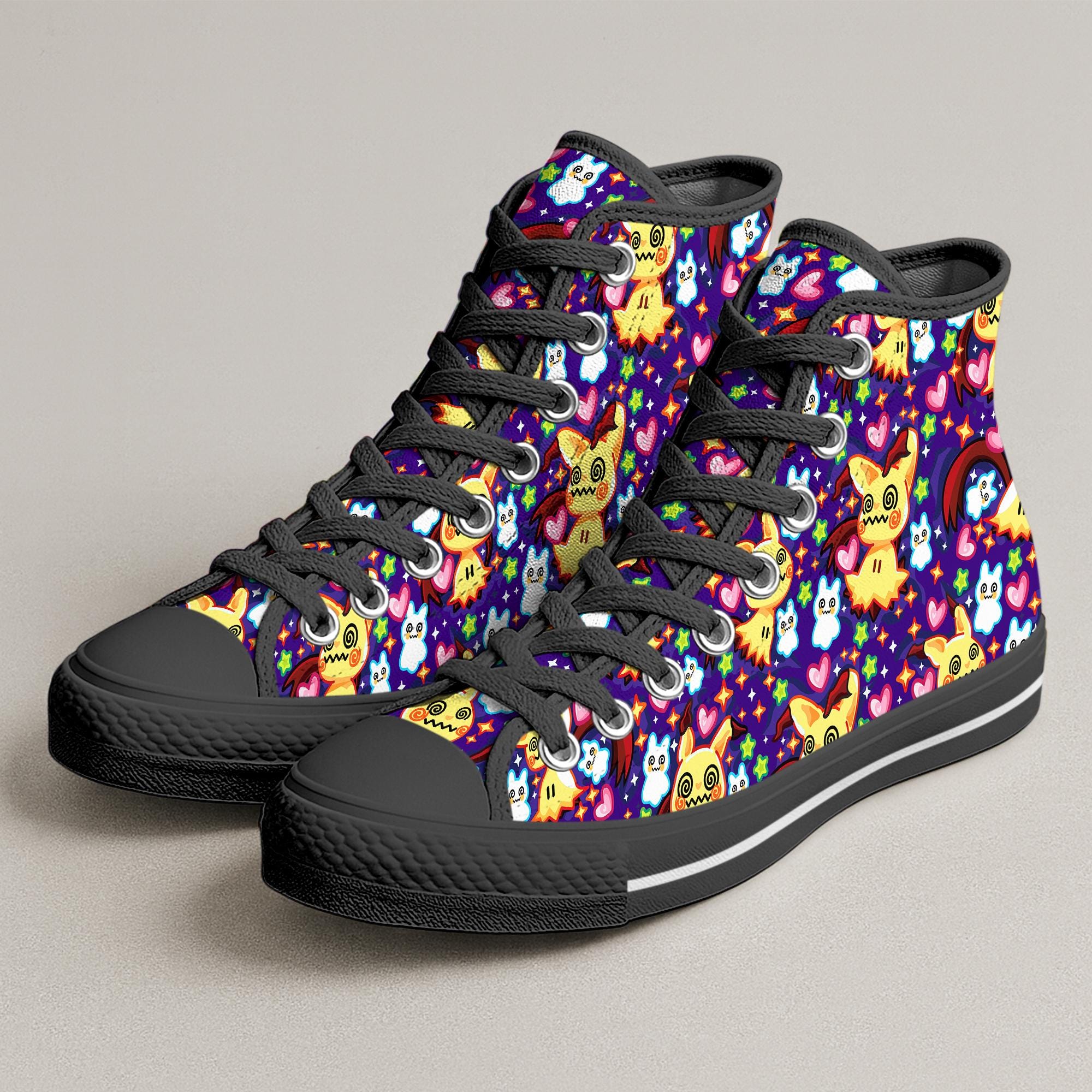 Mimikyu High Top Shoes, Cute Mimikyu Pattern Sneakers, Kawaii Shoes, Mimikyu Shoe Gift