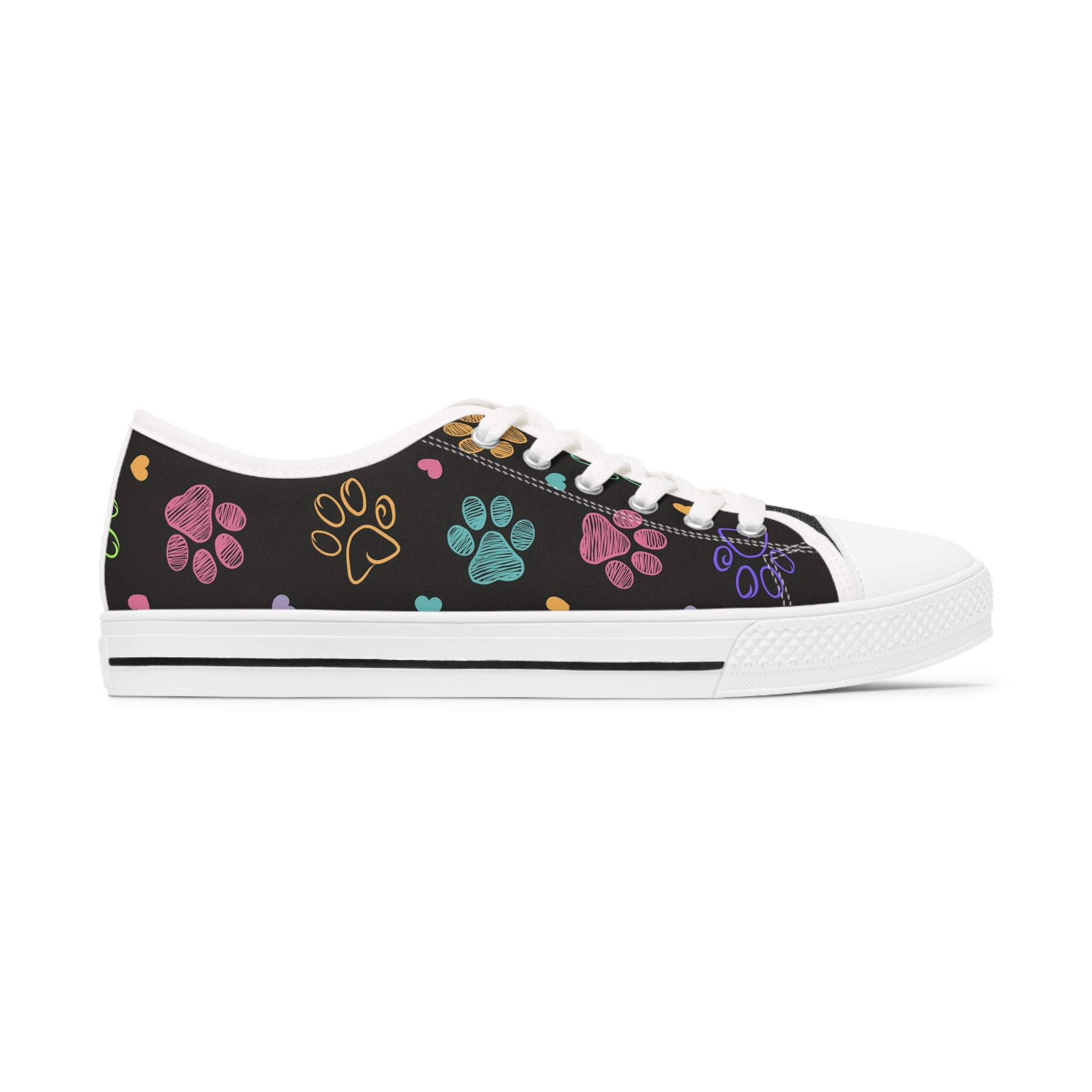 Custom Women's Low Top Sneakers Animal Paw Print