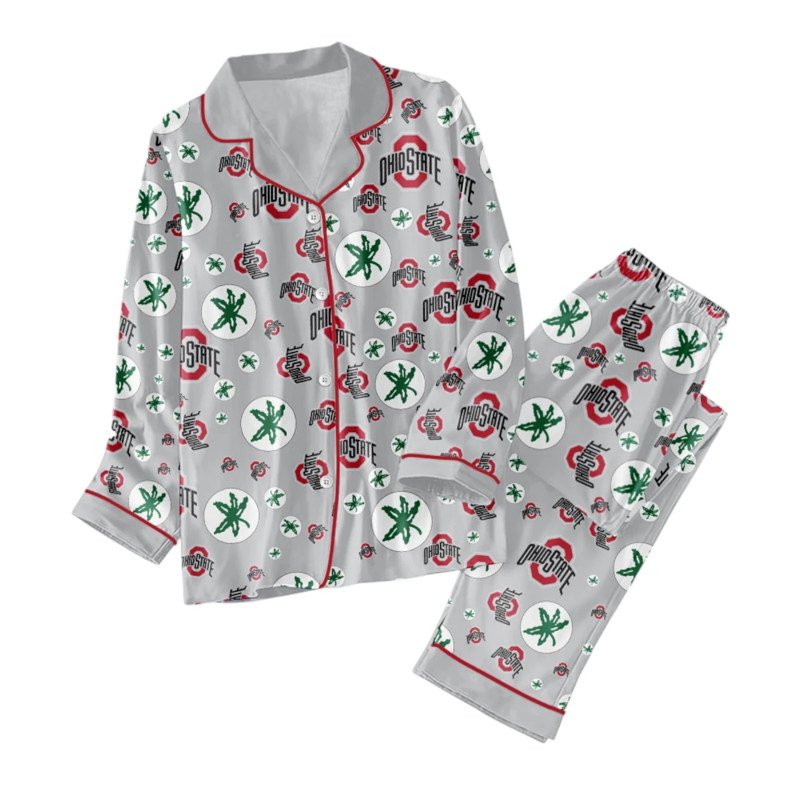 Ohio State Buckeyes Football Button Down Pajamas Set