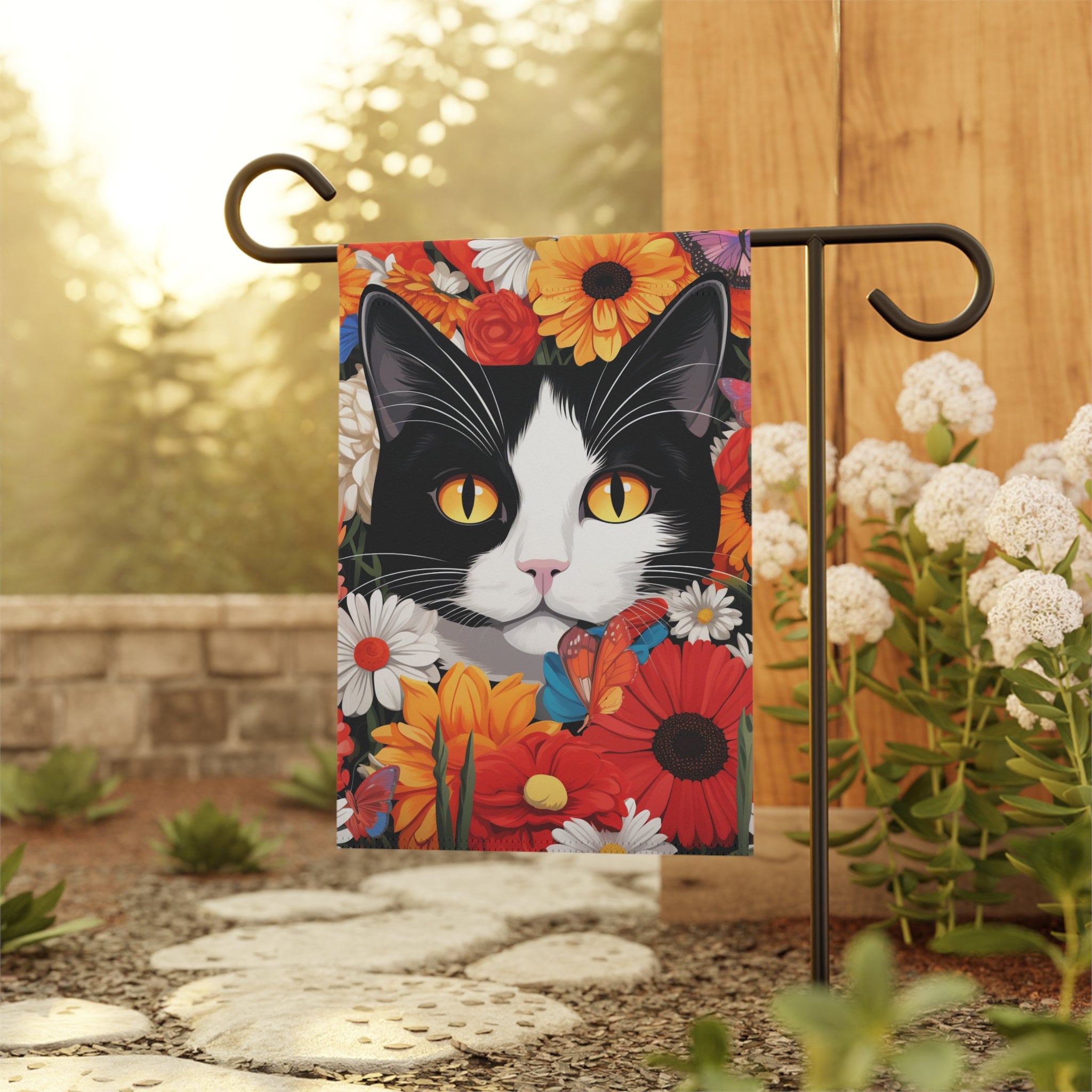 Tuxedo Cat Garden Flag, Cat Garden Flag