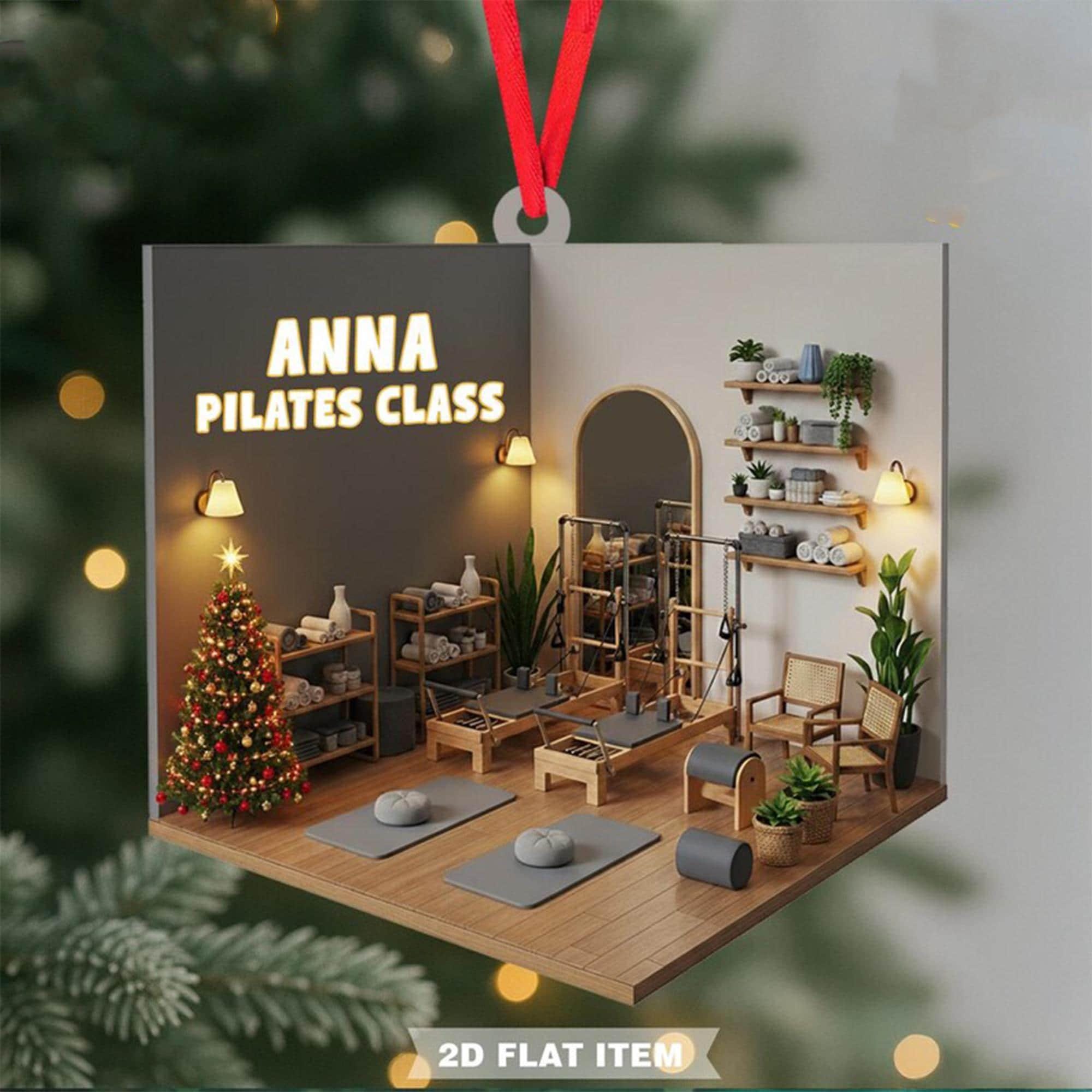 Personalized Pilates Classroom Christmas Ornament, Gift For Teacher, Pilates Lover, Pilates Ornament, Flat 2D Ornament, Pilates Gifts 2025