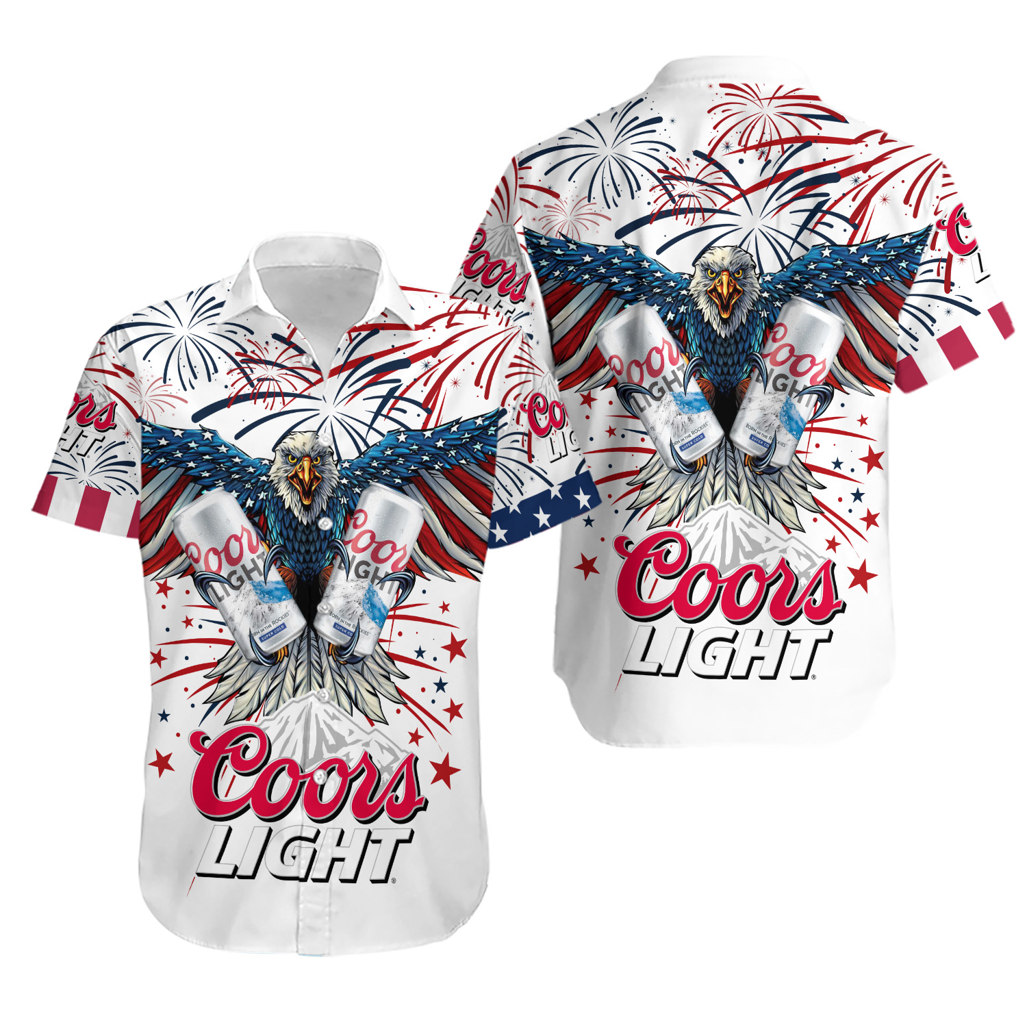 CCOORS Light US Flag 4th Of July Hawaiian Shirt And Short