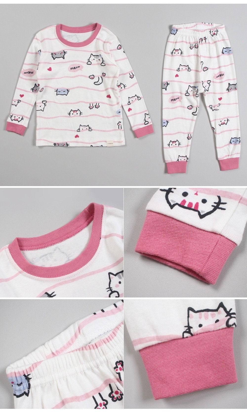 Girls mini kitty cat princess pajamas, Snow fairy princess, kids pajama set, Korean pajamas
