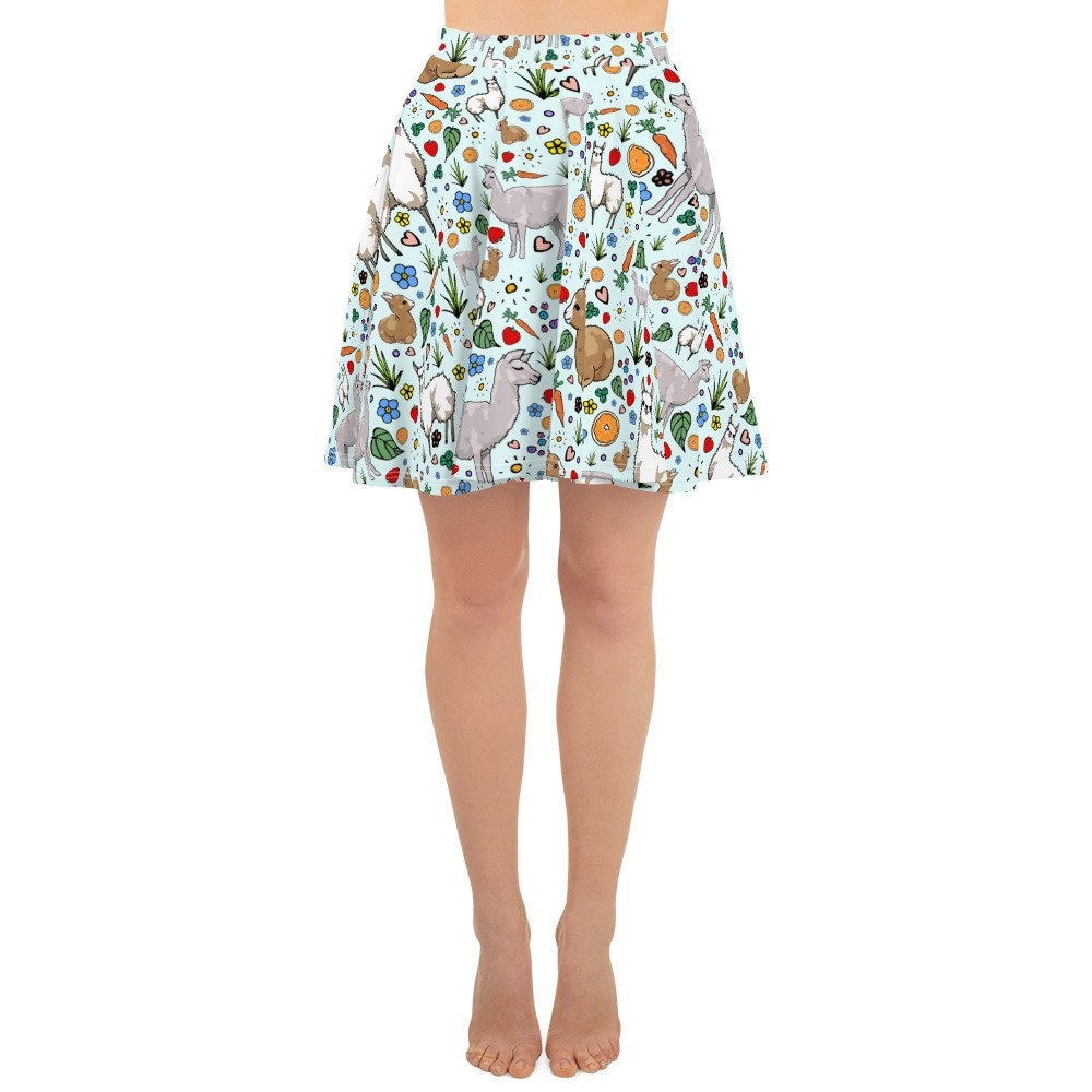 Cute Llama Skater Skirt